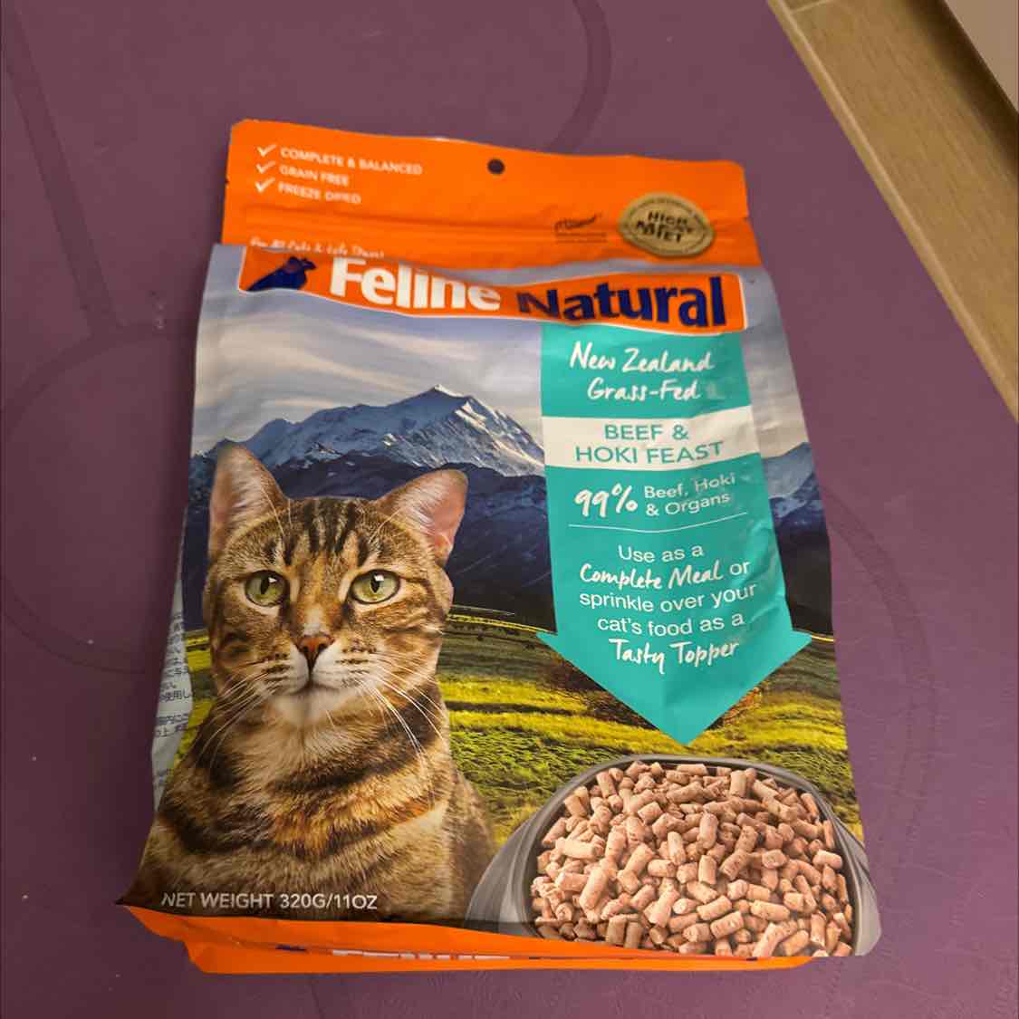 Feline Natural Grain Free Beef And Hoki Feast Freeze Dried Meat Rehydratable All Life Stages Cat Food 320gm 44.47