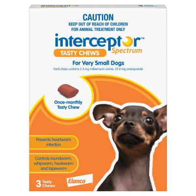Interceptor 3 Chews Very Small Dogs Brown Up To 4kg