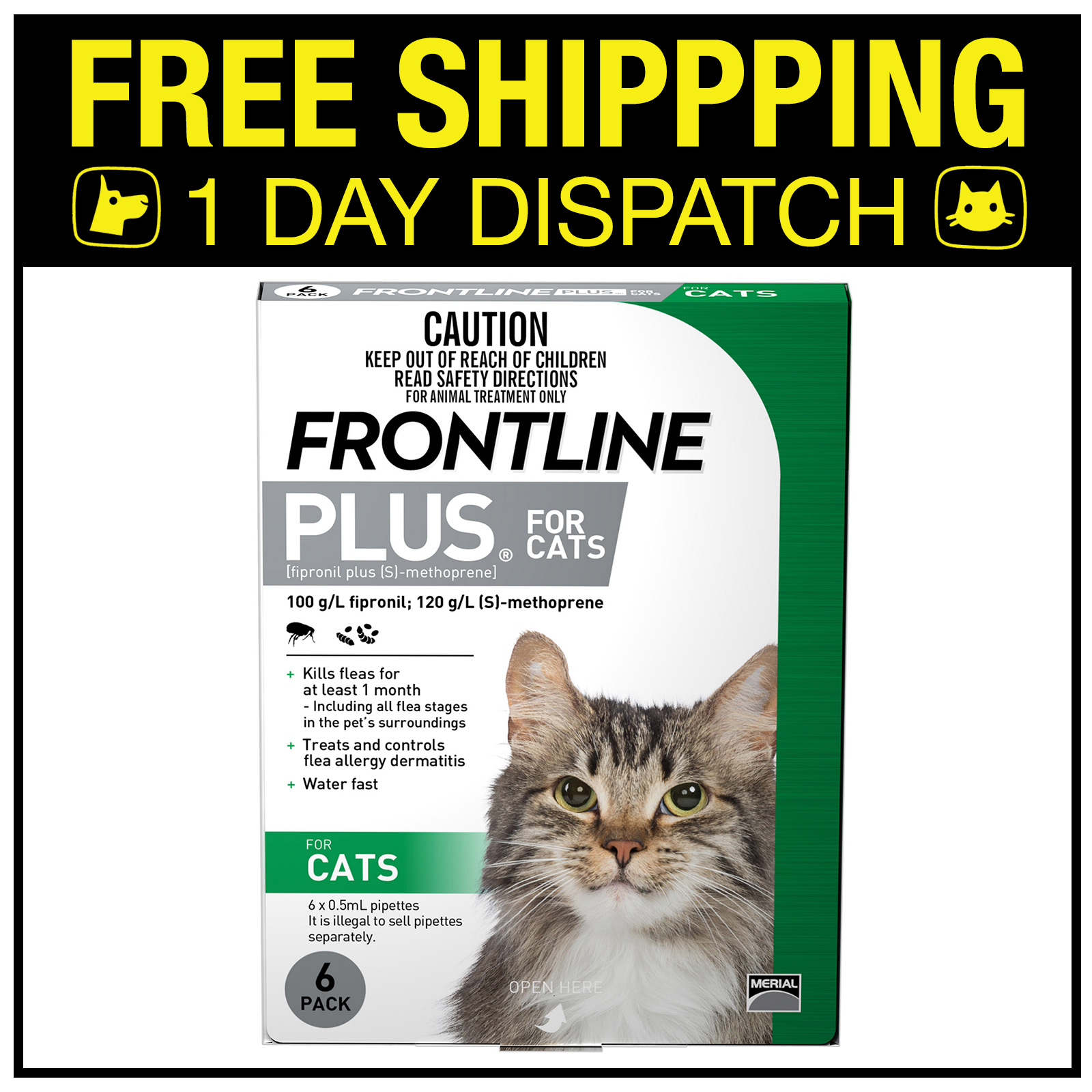 Frontline Plus For Cats 6 Pack - $61.99