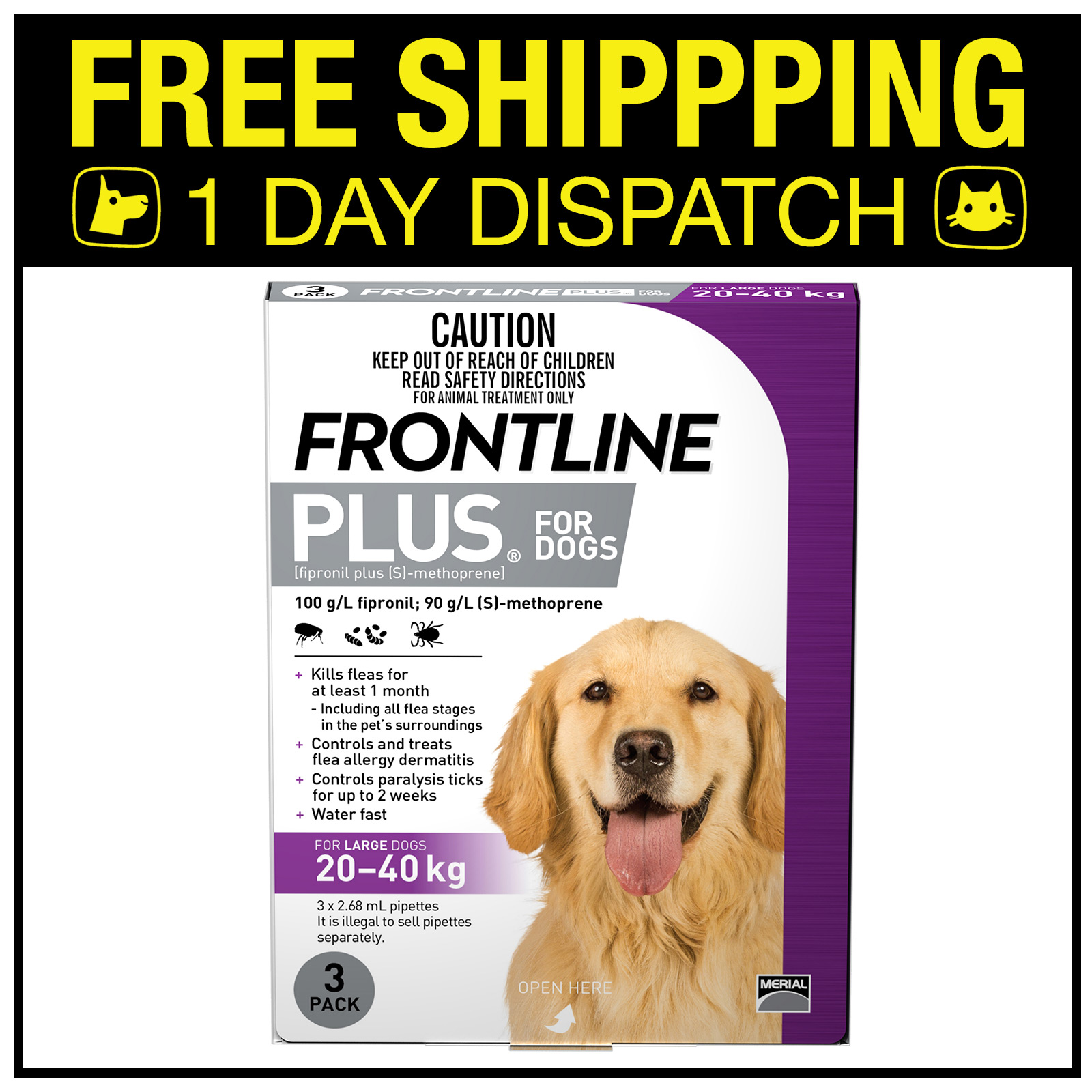 Frontline plus for 2024 dogs 3 pack