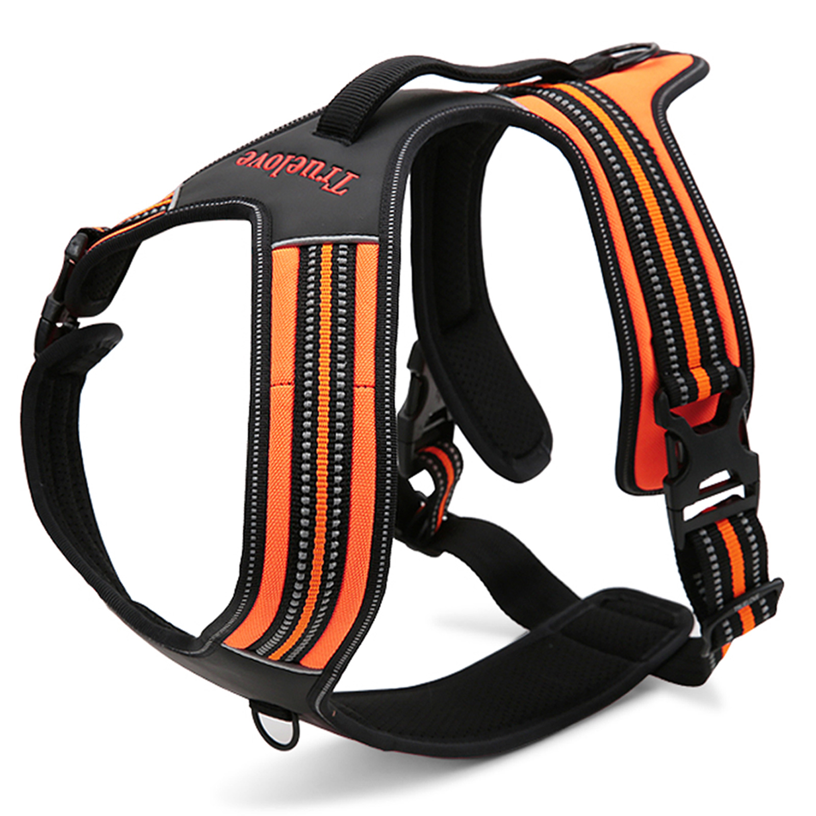 True Love Dog Harness Quick Easy Fit Nylon Reflective Padded Orange Medium For Dogs 63.79