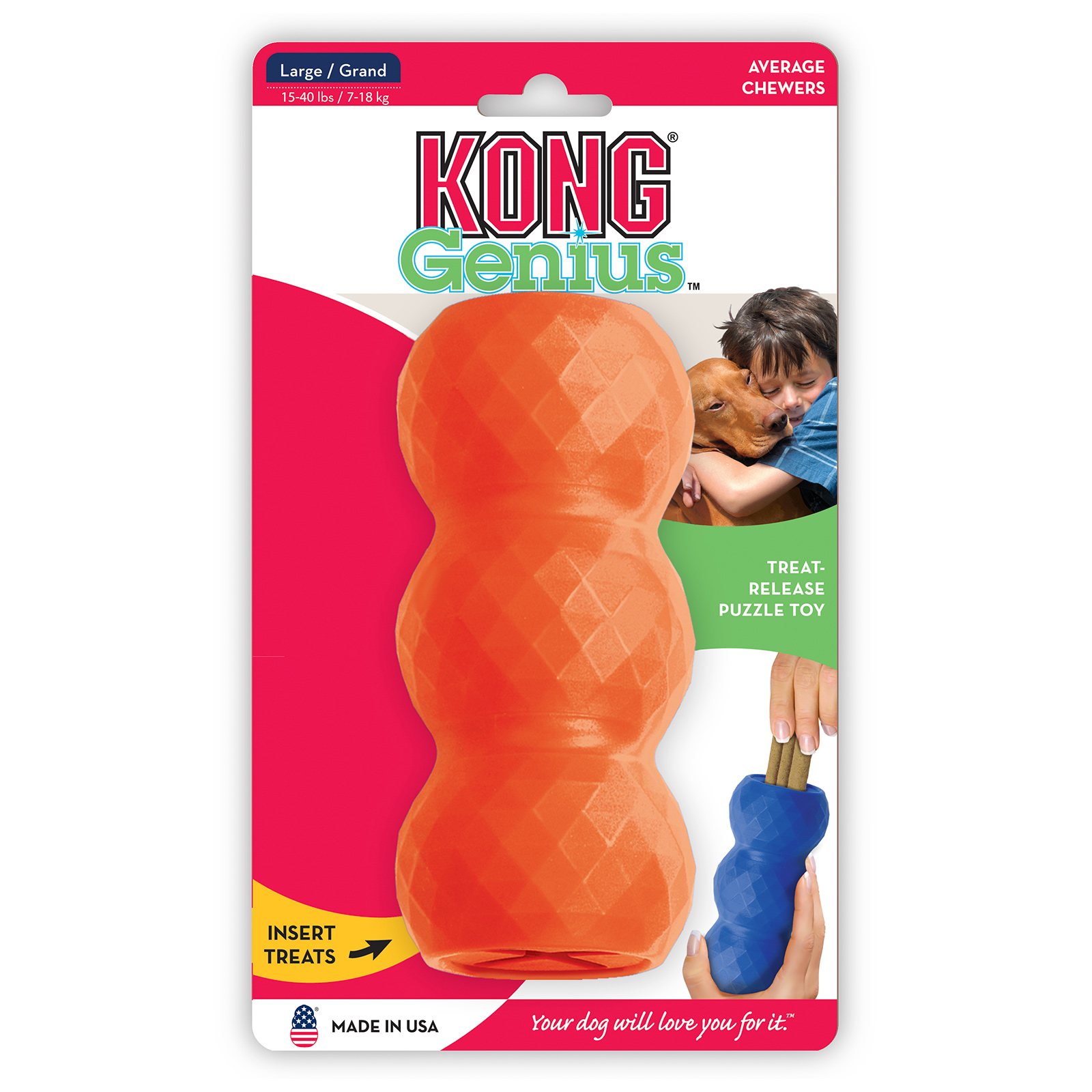 KONG - Genius Mike - Interactive Treat Dispensing Dog Puzzle Toy - For  Large Dogs (Assorted Colors)