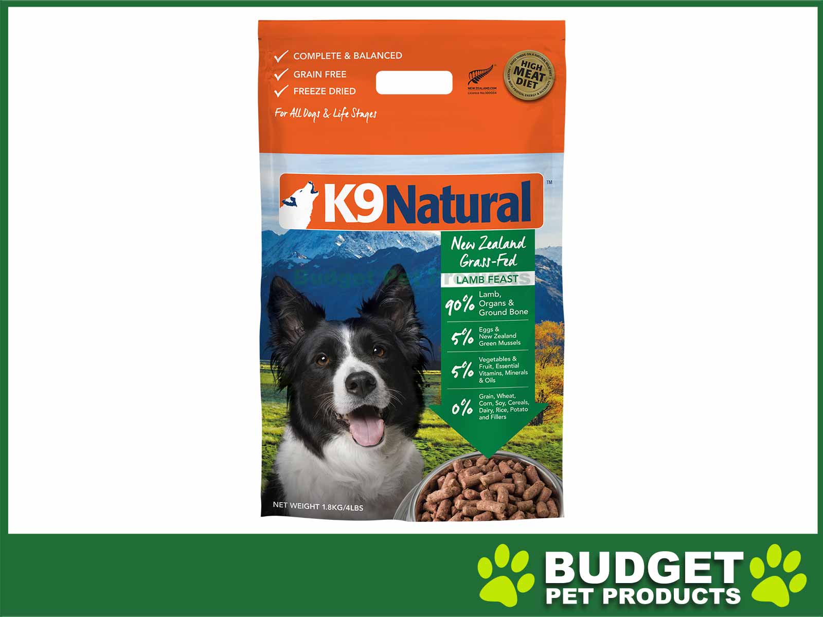 K9 Natural Grain Free Lamb Feast Freeze Dried Meat Rehydratable