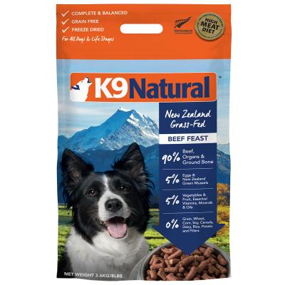 K9 Natural Grain Free Beef Feast Freeze Dried Meat Rehydratable Dog Food 3.6kg (makes 14kg)