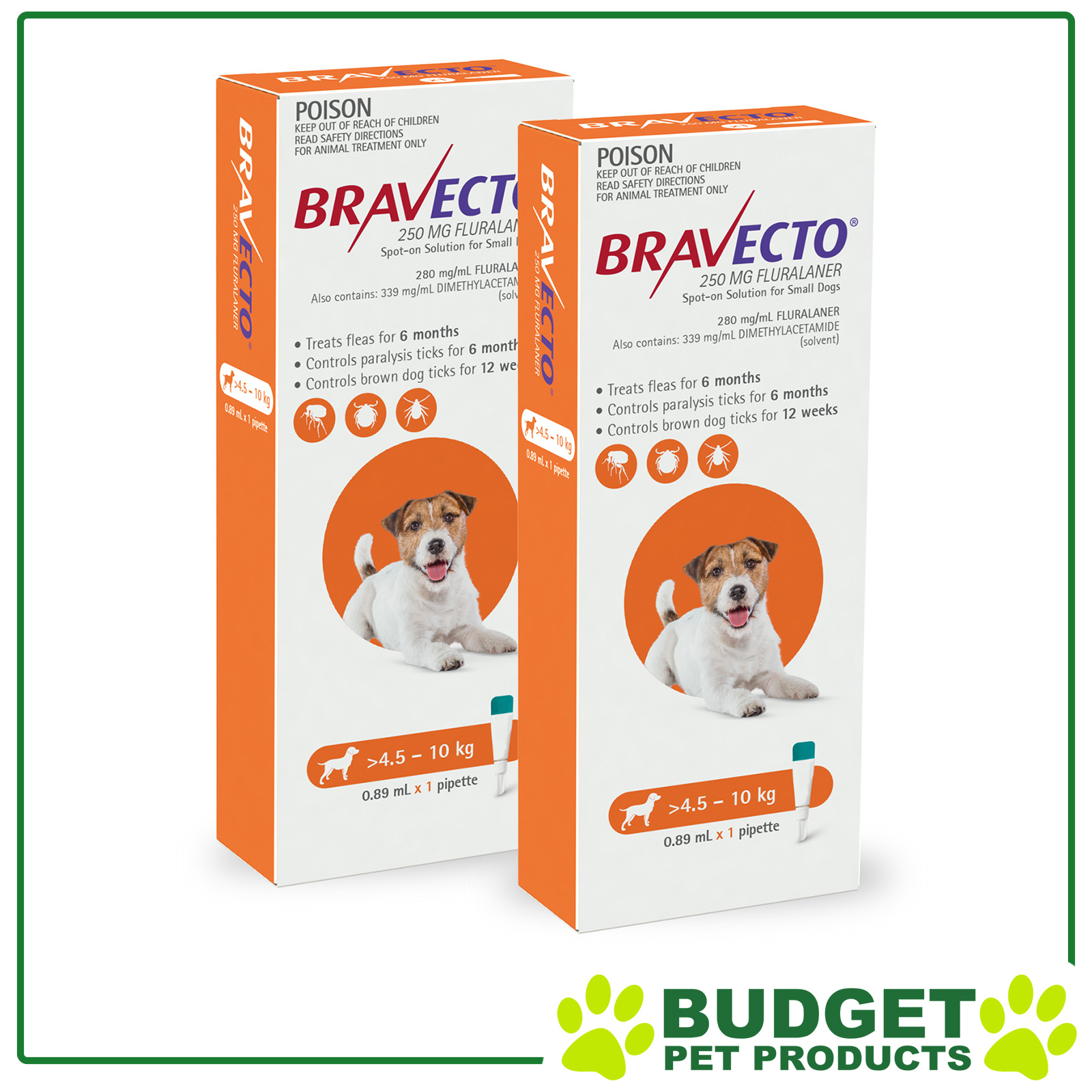 Bravecto Spot On For Dogs Orange 4.5 10kg 2 Pack 199.46