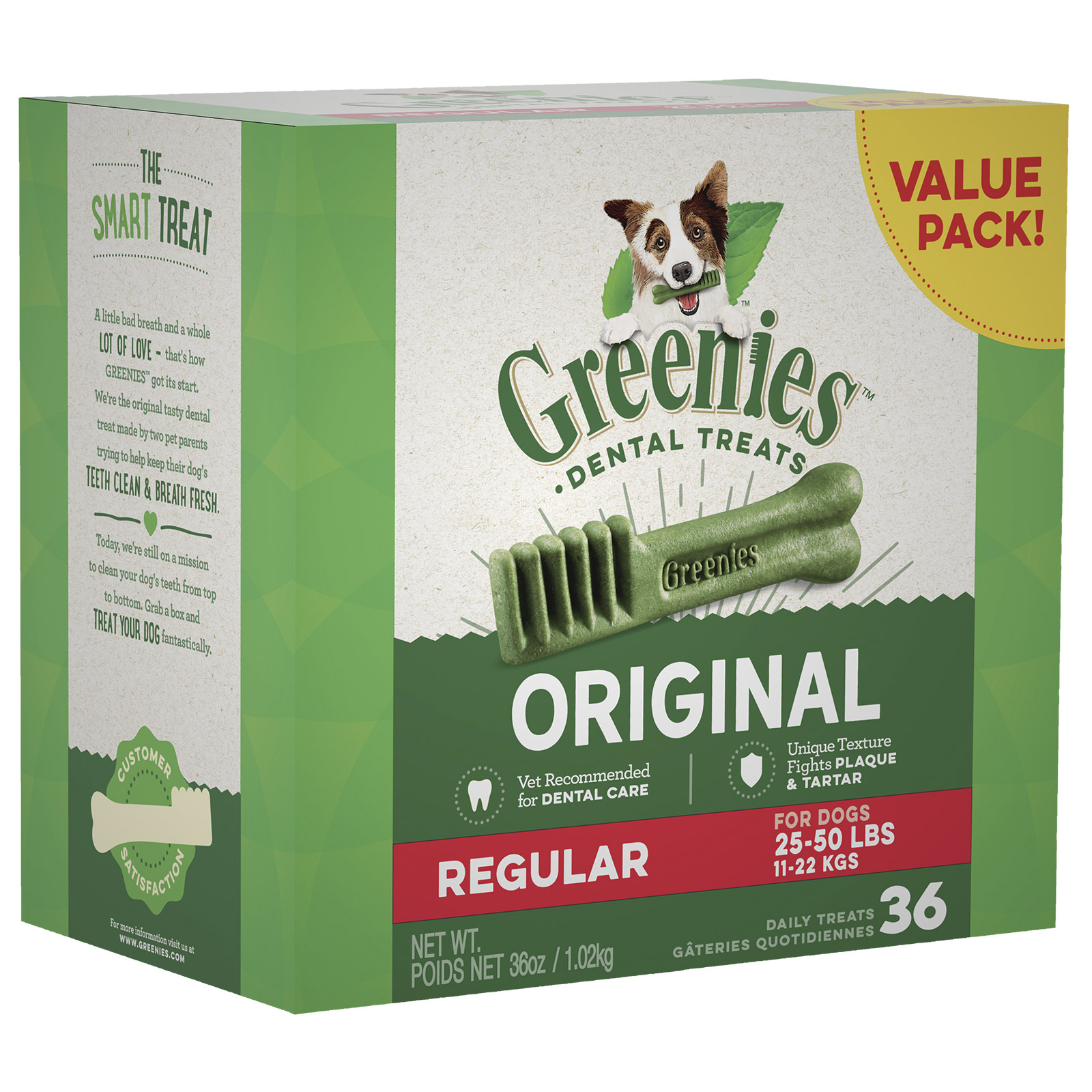 Greenies Dental Treats Original Regular For Dogs 11 22kg 36 Treats 1kg Value Pack 55.99