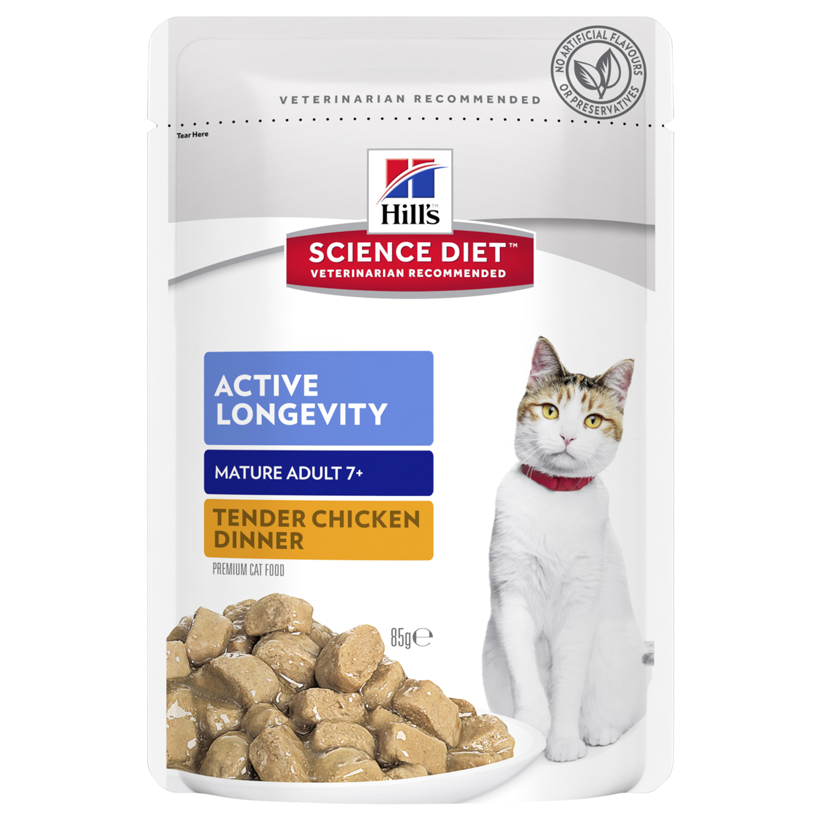 Hills Science Diet Active Longevity Chicken Mature Senior 7 Pouches Wet Cat Food 85gm x 24 48.99