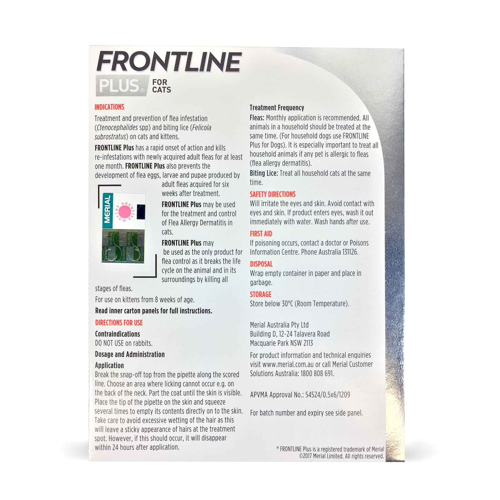 Frontline Plus For Cats 6 Pack 61.99