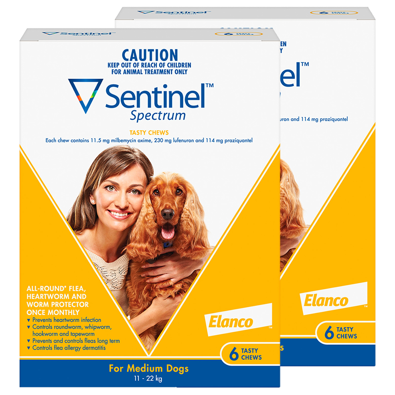 Sentinel dosage for on sale dogs