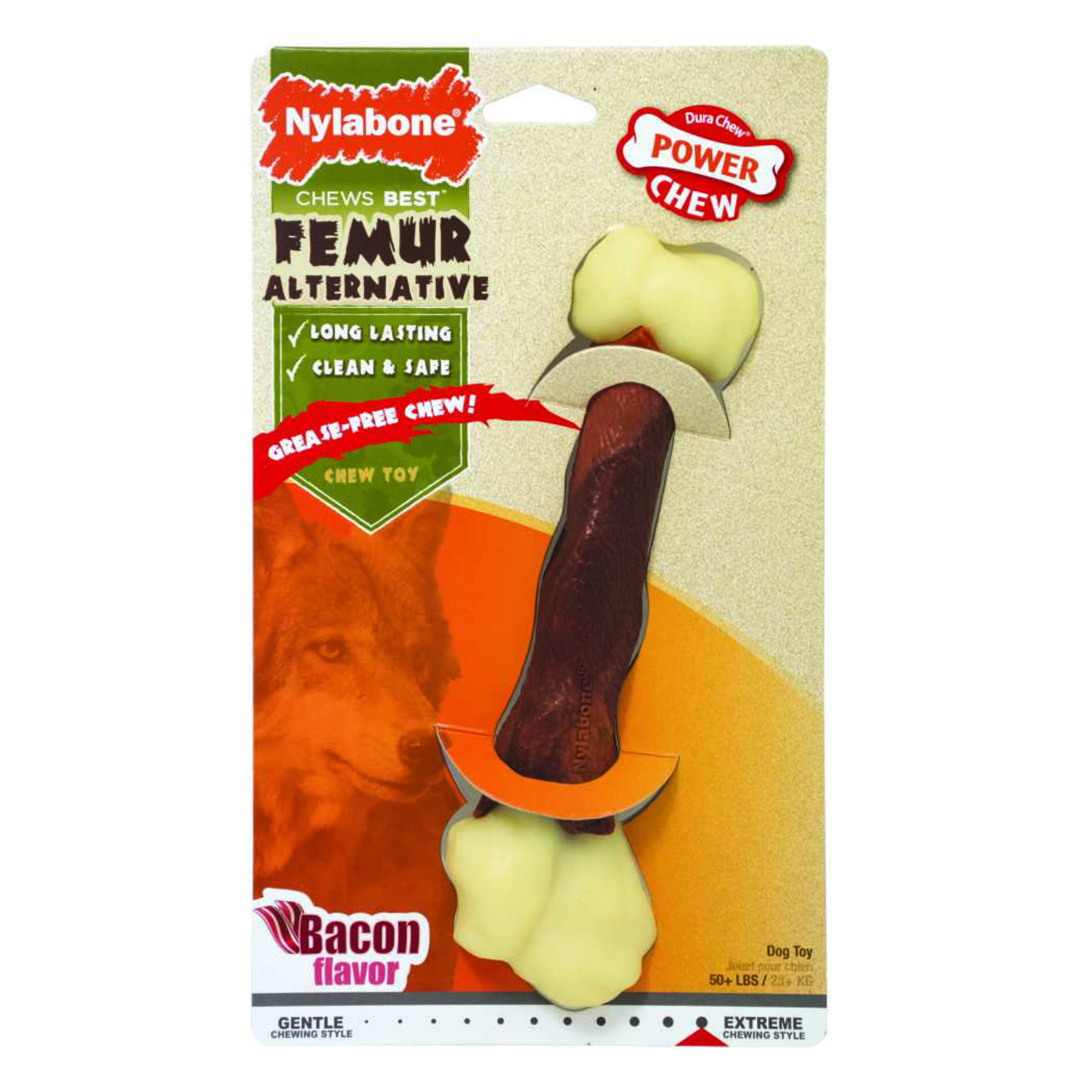 Nylabone Power Dura Chew Femur Bone Alternative Bacon Souper