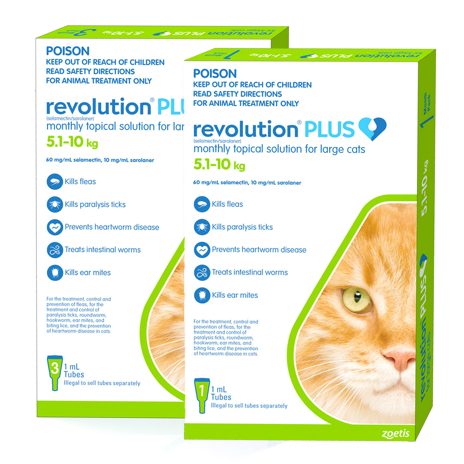 Revolution Plus For Large Cats 5-10kg 4 Pack - $64.99