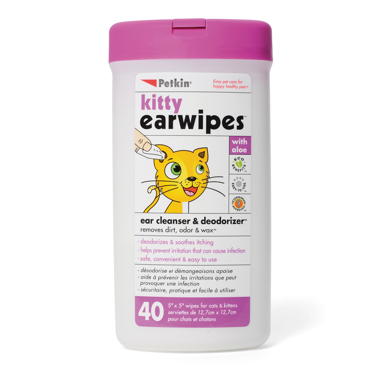 Petkin Kitty Ear Wipes For Cats And Kittens 40 Pack 13.96