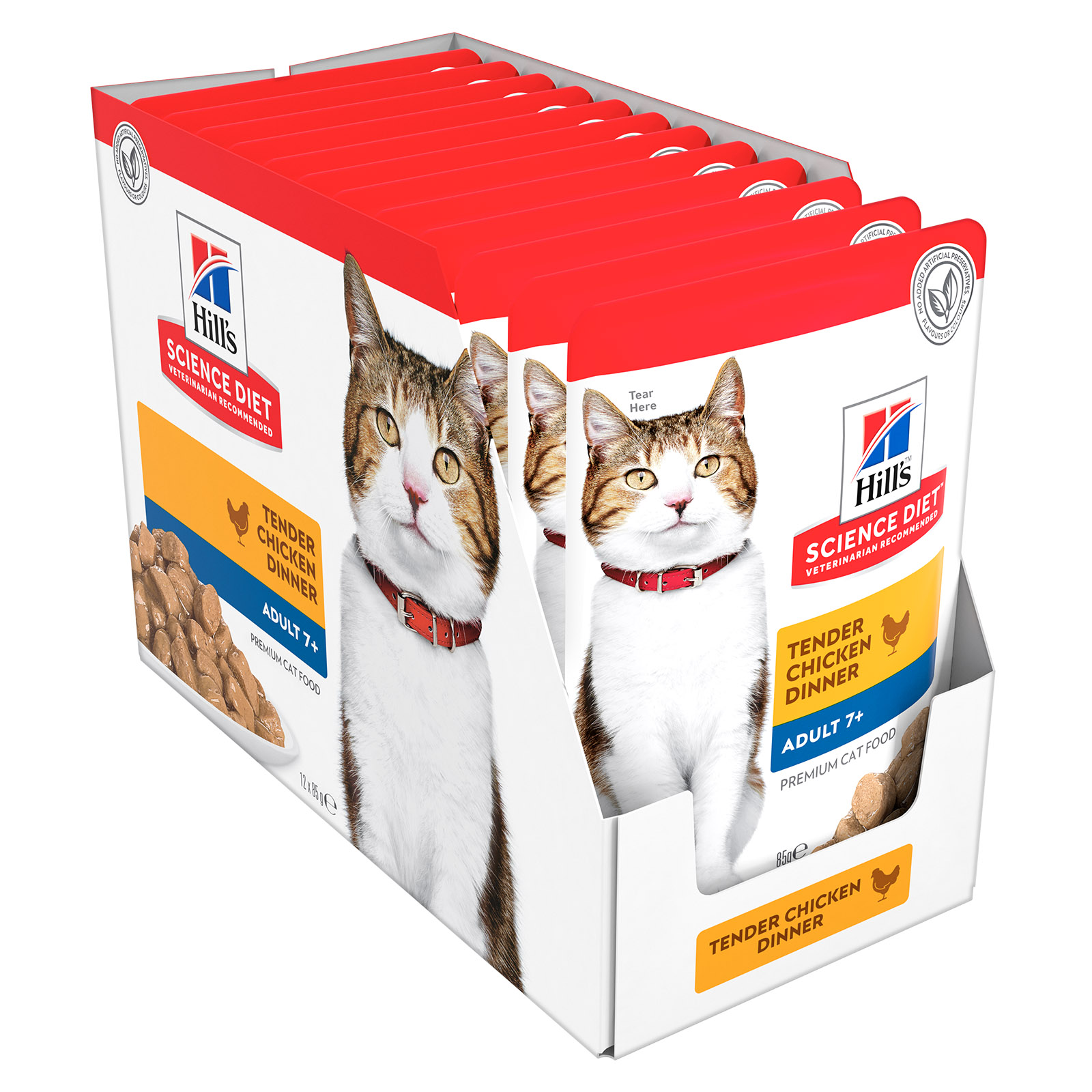 Hills Science Diet Tender Chicken Dinner Mature Senior 7 Pouches Wet Cat Food 85gm x 12 34.68