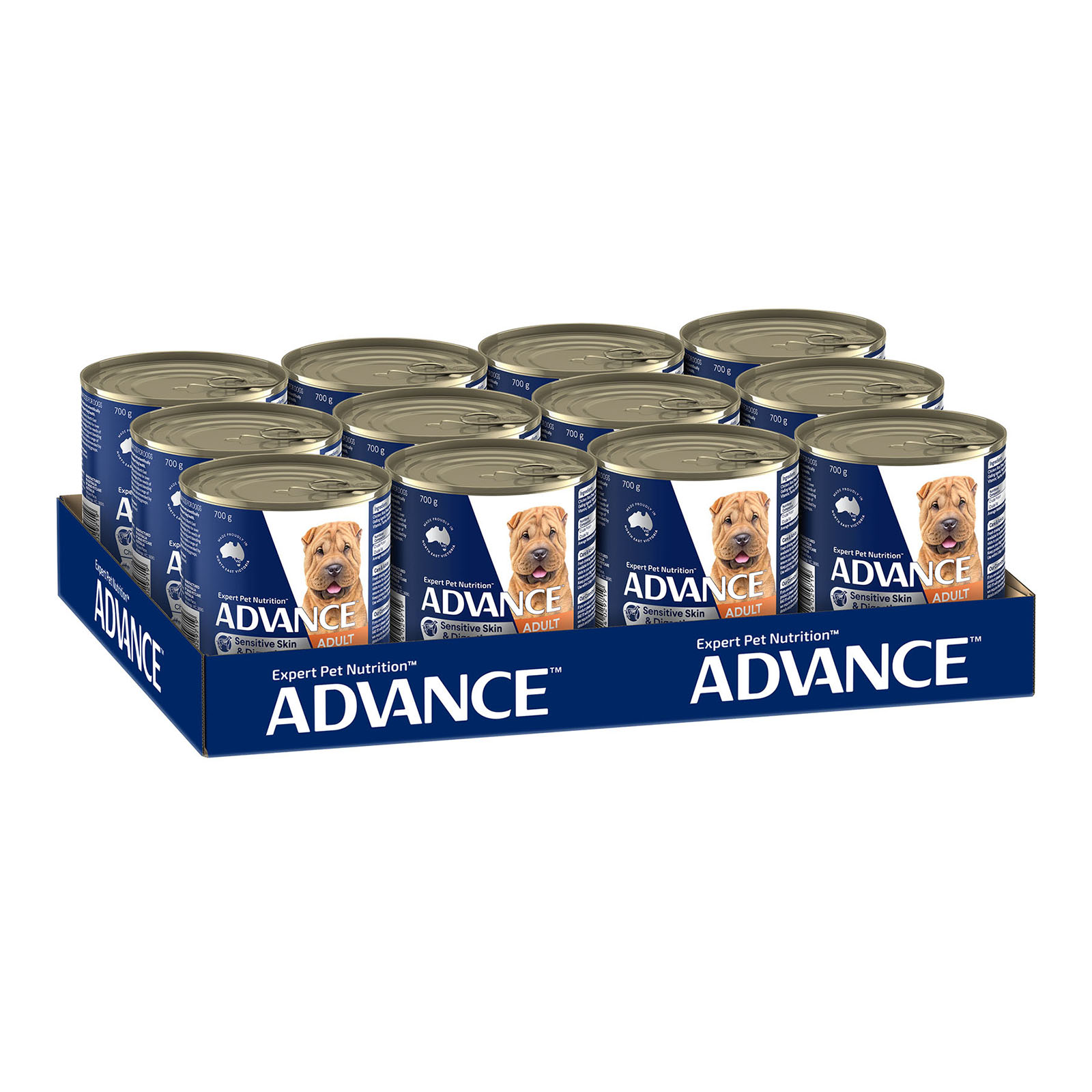 Advance Sensitive Skin And Digestion Chicken With Rice All Breed Adult Canned Wet Dog Food 700g x 12 72.94