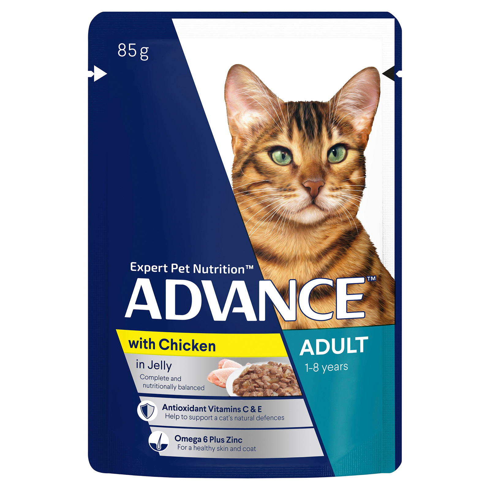 Advance Chicken In Jelly Adult 1+ Years Pouches Wet Cat Food 85gm x 12 ...