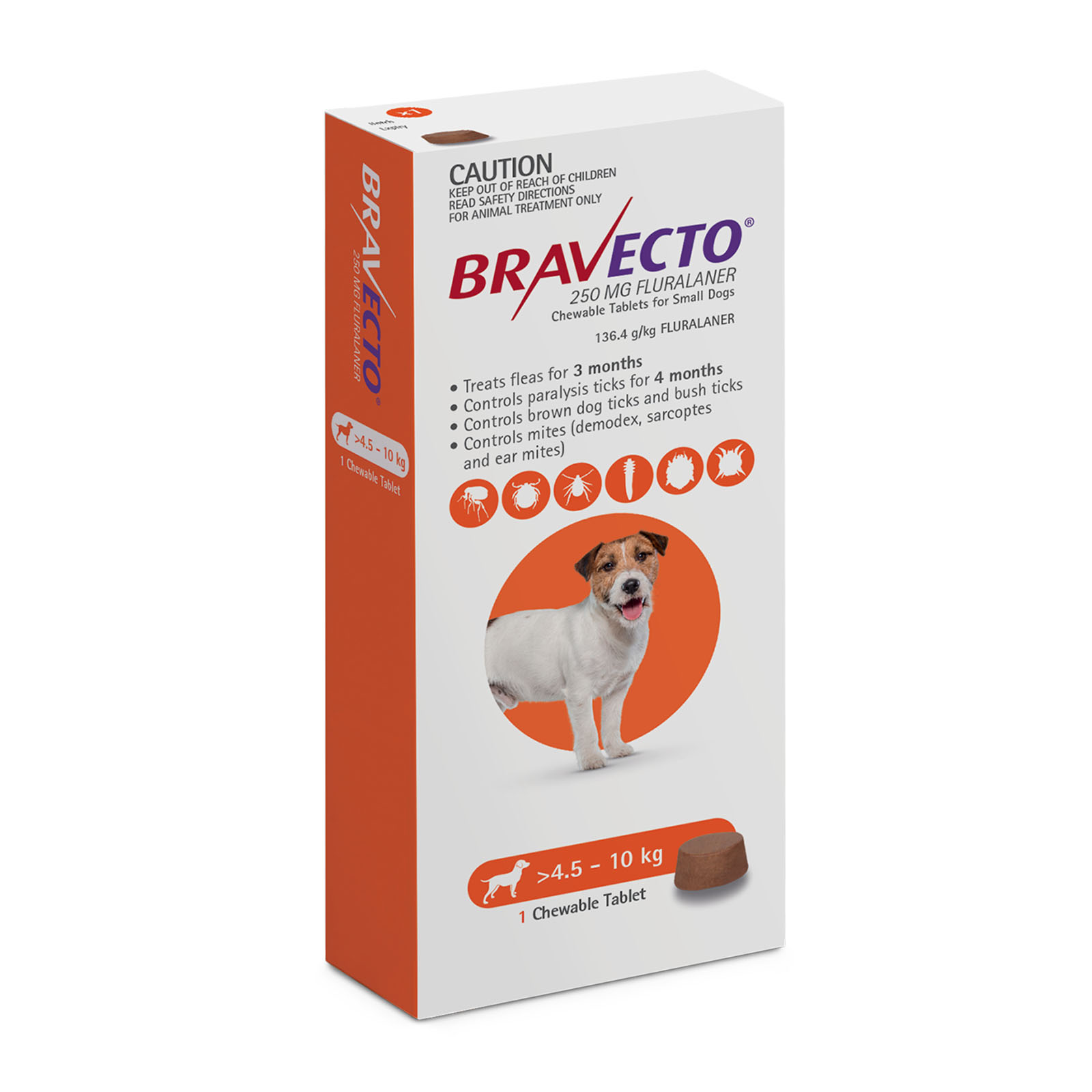 Bravecto For Small Dogs 4.5 10kg 1 Chew 56.46