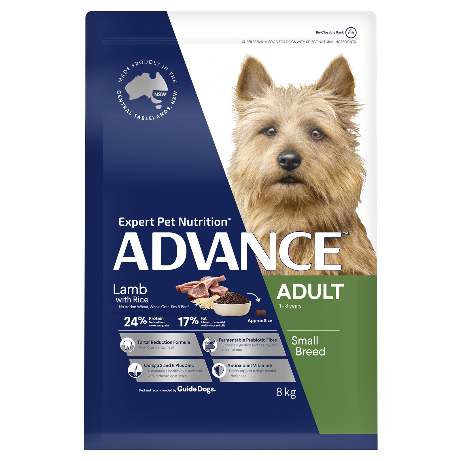 Advance Lamb With Rice Small Breed Adult 1-8 Years Dry Dog Food 8kg ...