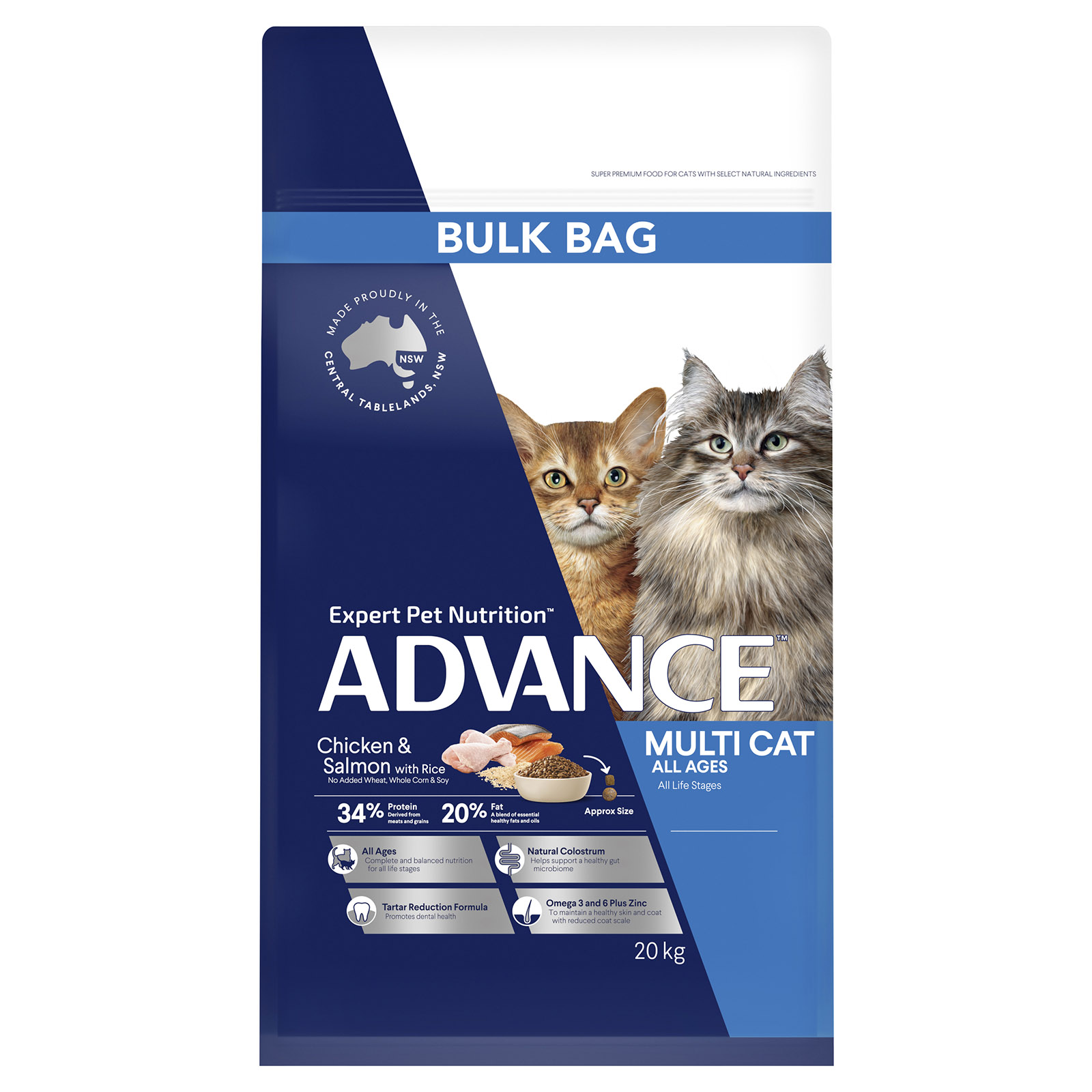 Advance Multi Cat Chicken And Salmon With Rice All Life Stages Dry Cat Food 20kg 149.99