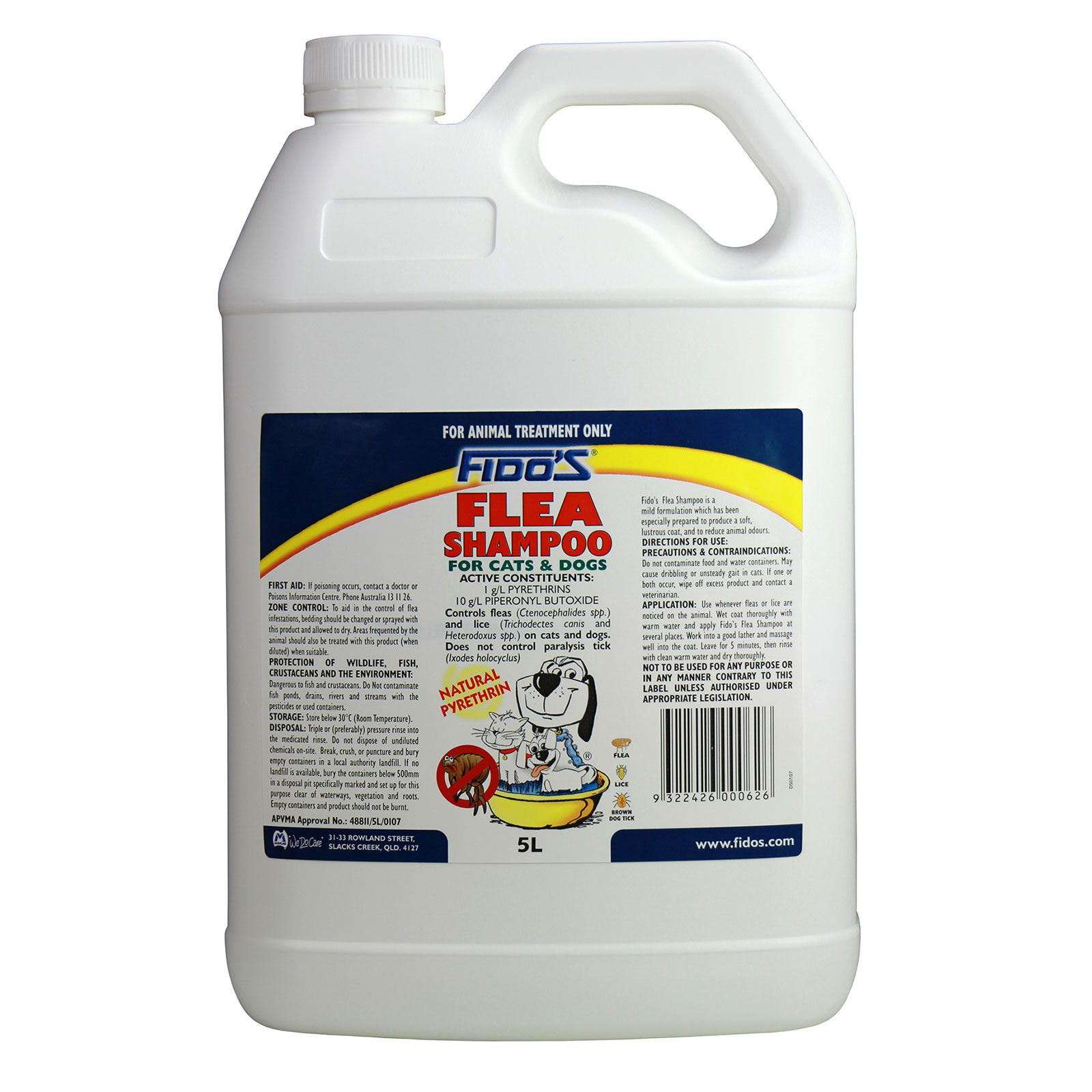 Fidos Flea Shampoo For Cats And Dogs 5L 122.96