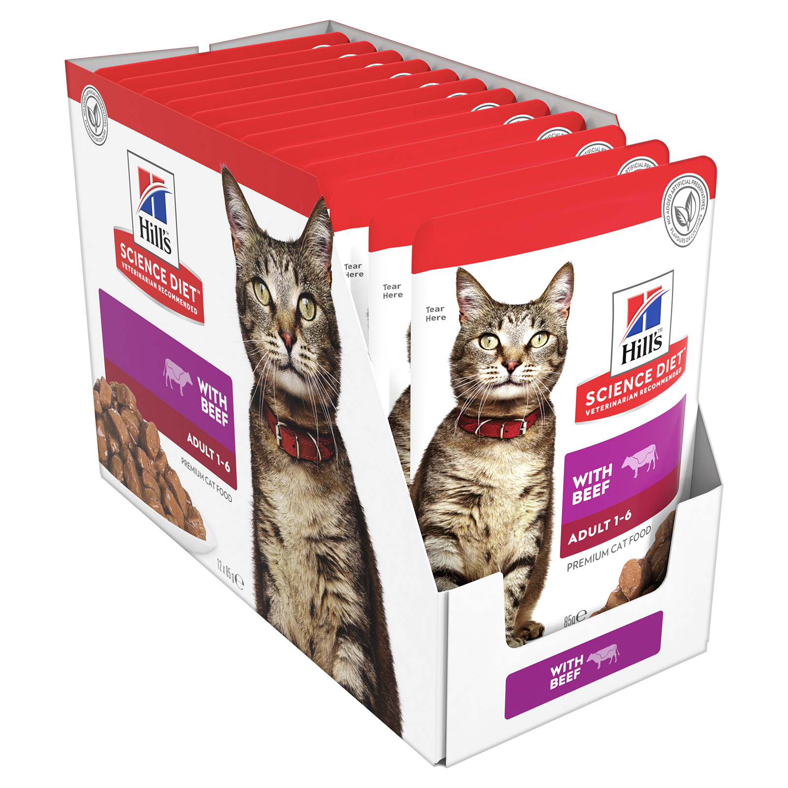 Hills Science Diet Adult Beef Pouches Wet Cat Food 85gm x 48 99.99