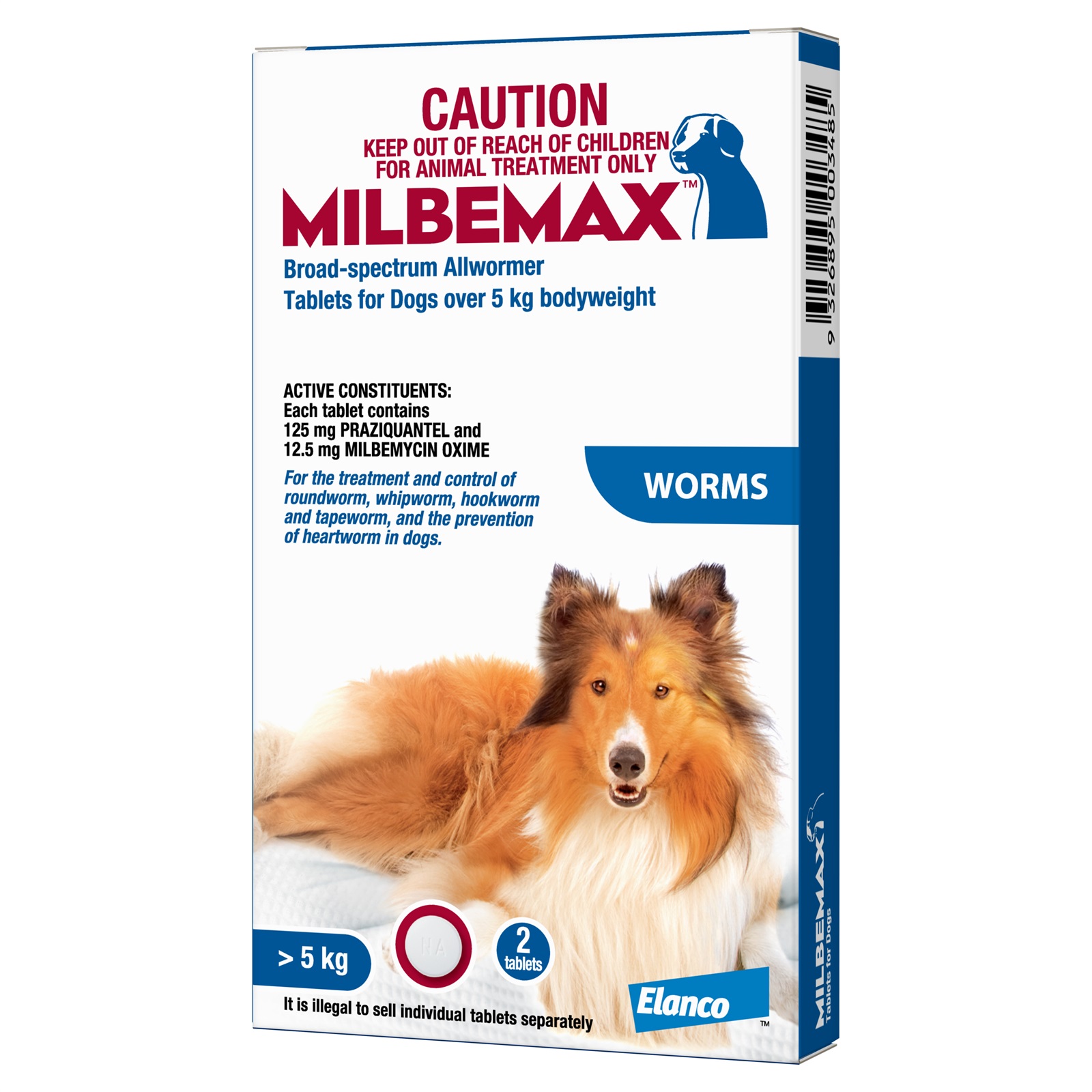 Milbemax Allwormer For Dogs Over 5kg 2 Tablets - $24.28