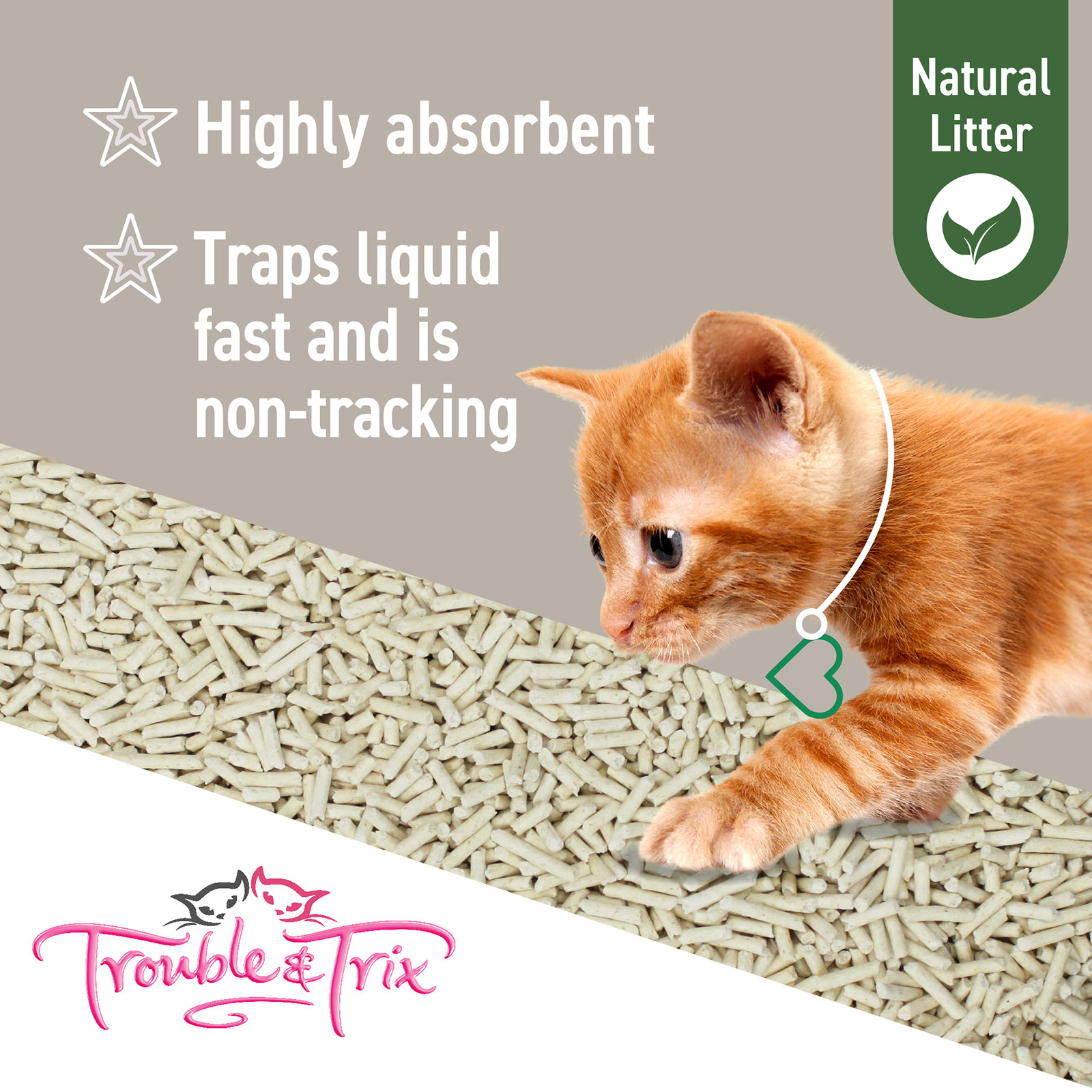 Trouble And Trix Plant Extract Natural Pellet Clumping Cat Litter 14 