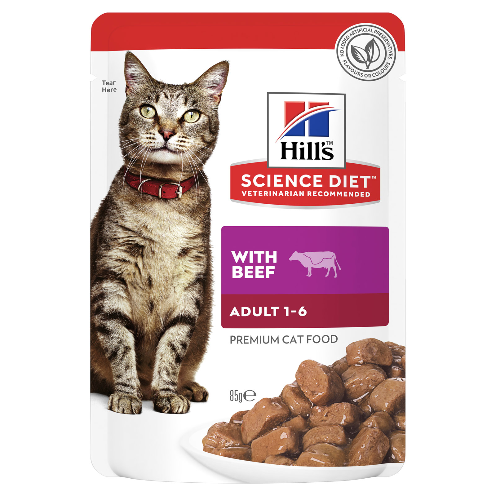 Hills Science Diet Adult Beef Pouches Wet Cat Food 85gm x 48 101.99