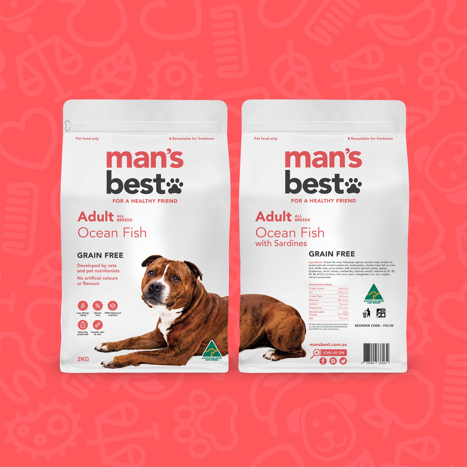 Mans Best Ocean Fish Grain Free Adult Dry Dog Food 12kg