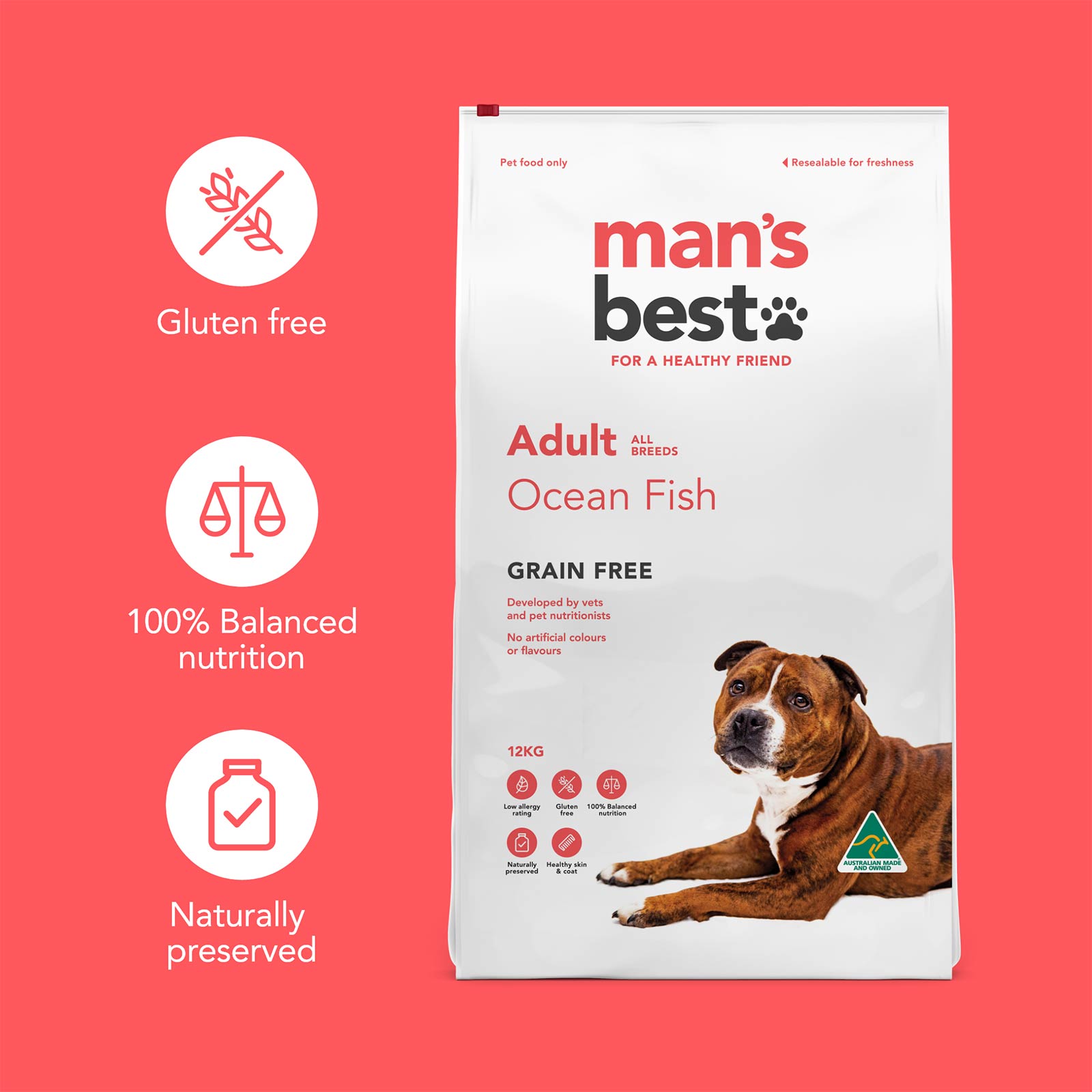 Mans Best Ocean Fish Grain Free Adult Dry Dog Food 2kg 25.99