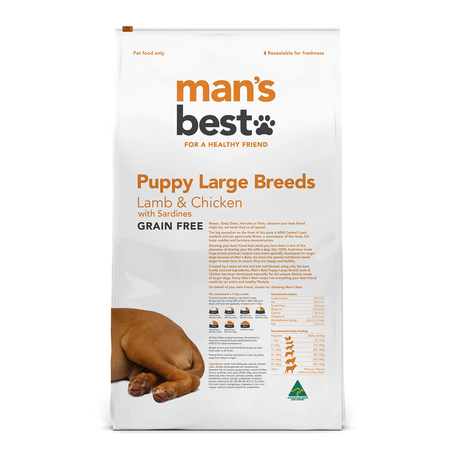 Mans Best Puppy Large Breed Lamb And Chicken With Sardines Grain Free Dry Dog Food 12kg 119.99