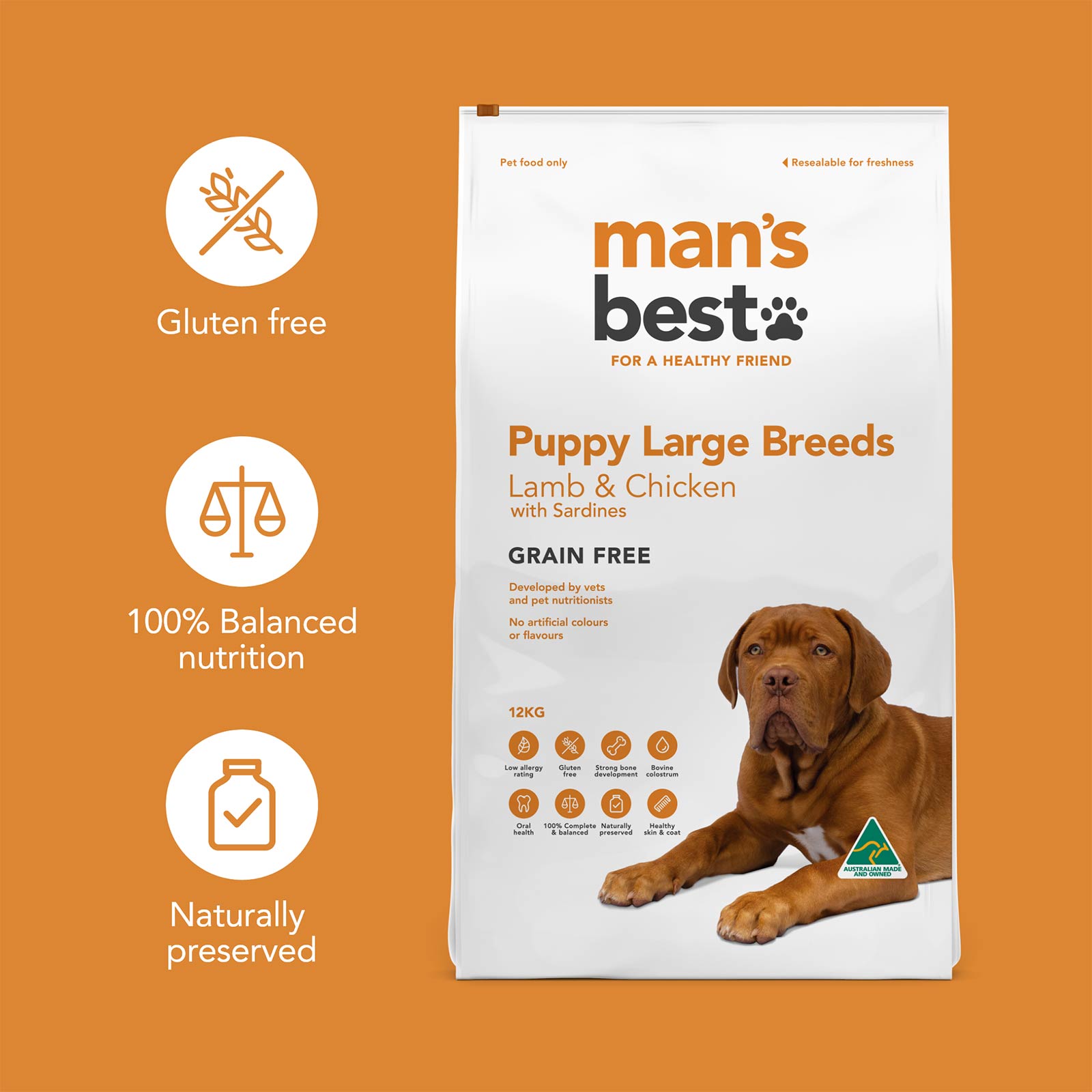 Mans Best Puppy Large Breed Lamb And Chicken With Sardines Grain