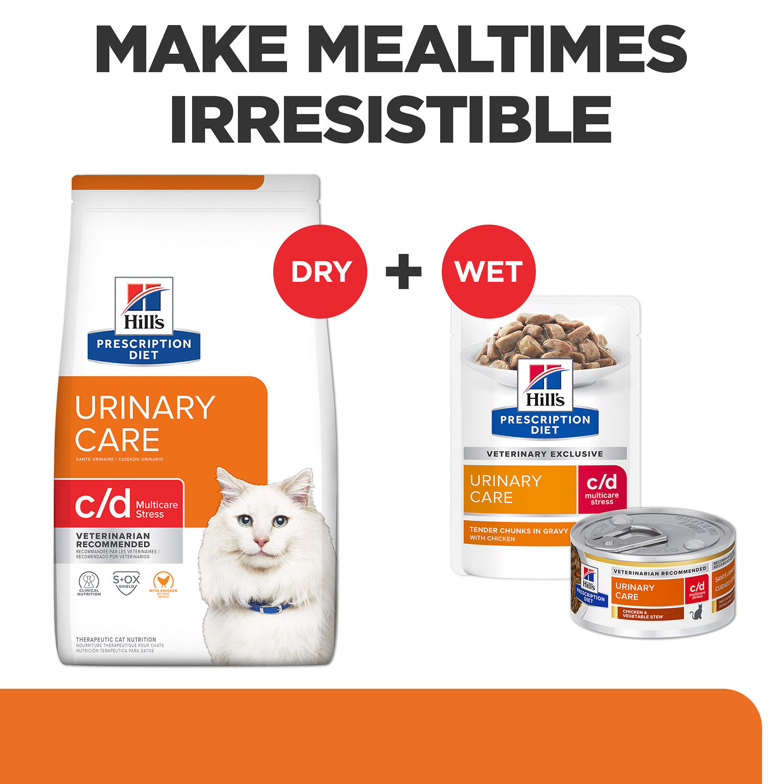 Hills Prescription Diet Feline cd Urinary Care Multicare Stress Chicken Dry Cat Food 1.8kg 47.99