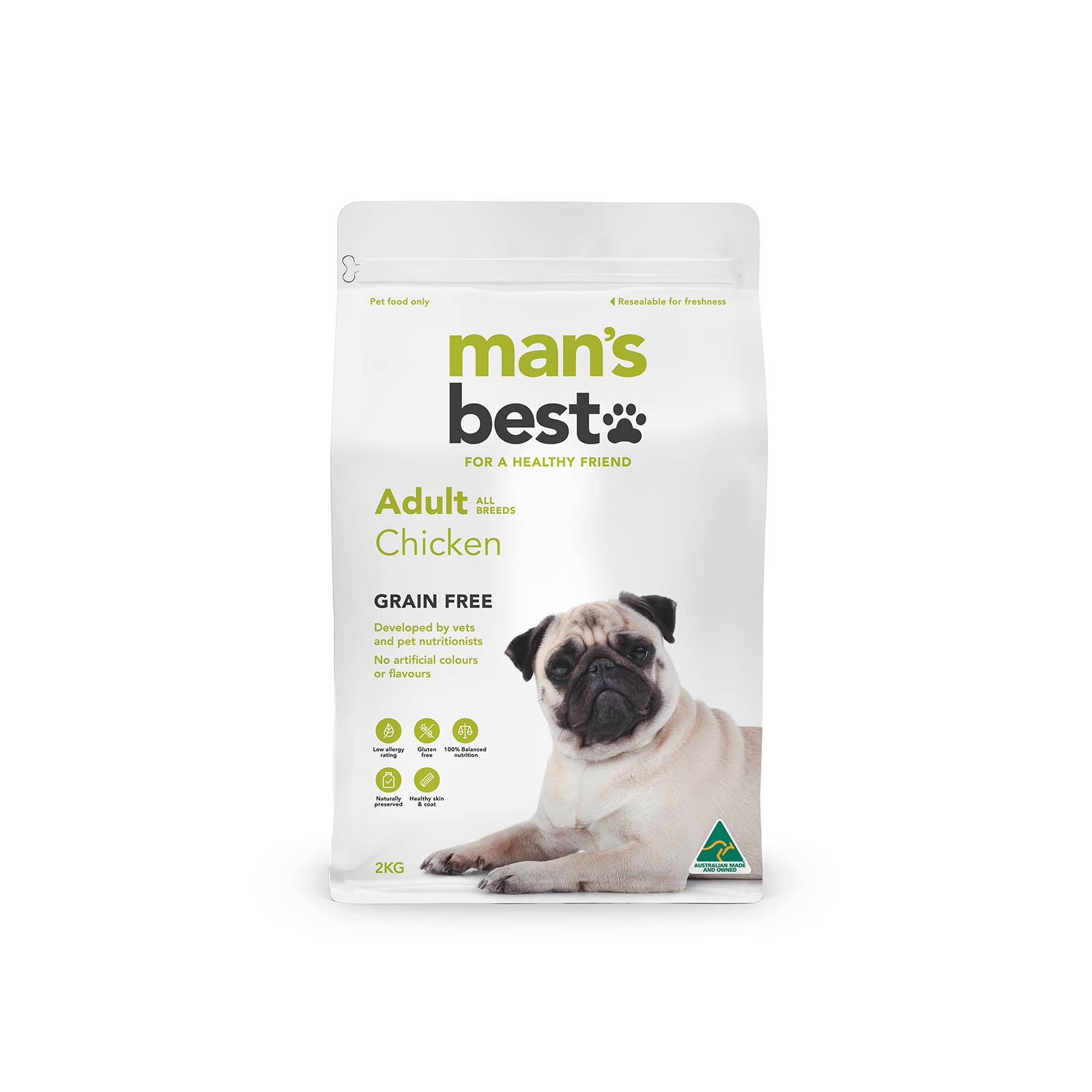 Mans Best Chicken Grain Free Adult Dry Dog Food 2kg 29.99