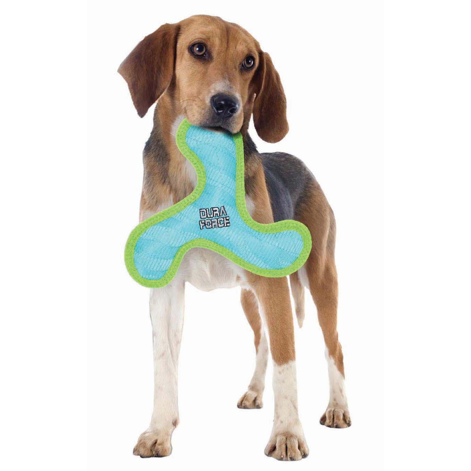 Tuffy DuraForce JR Boomerang Tiger Blue Green Tough Plush Toy For Dogs 18.00