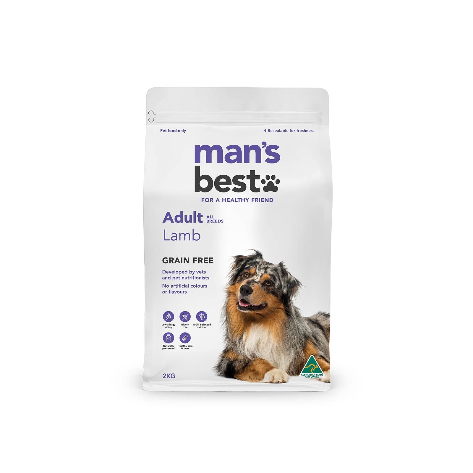 Mans Best Lamb Grain Free Adult Dry Dog Food 2kg 29.99