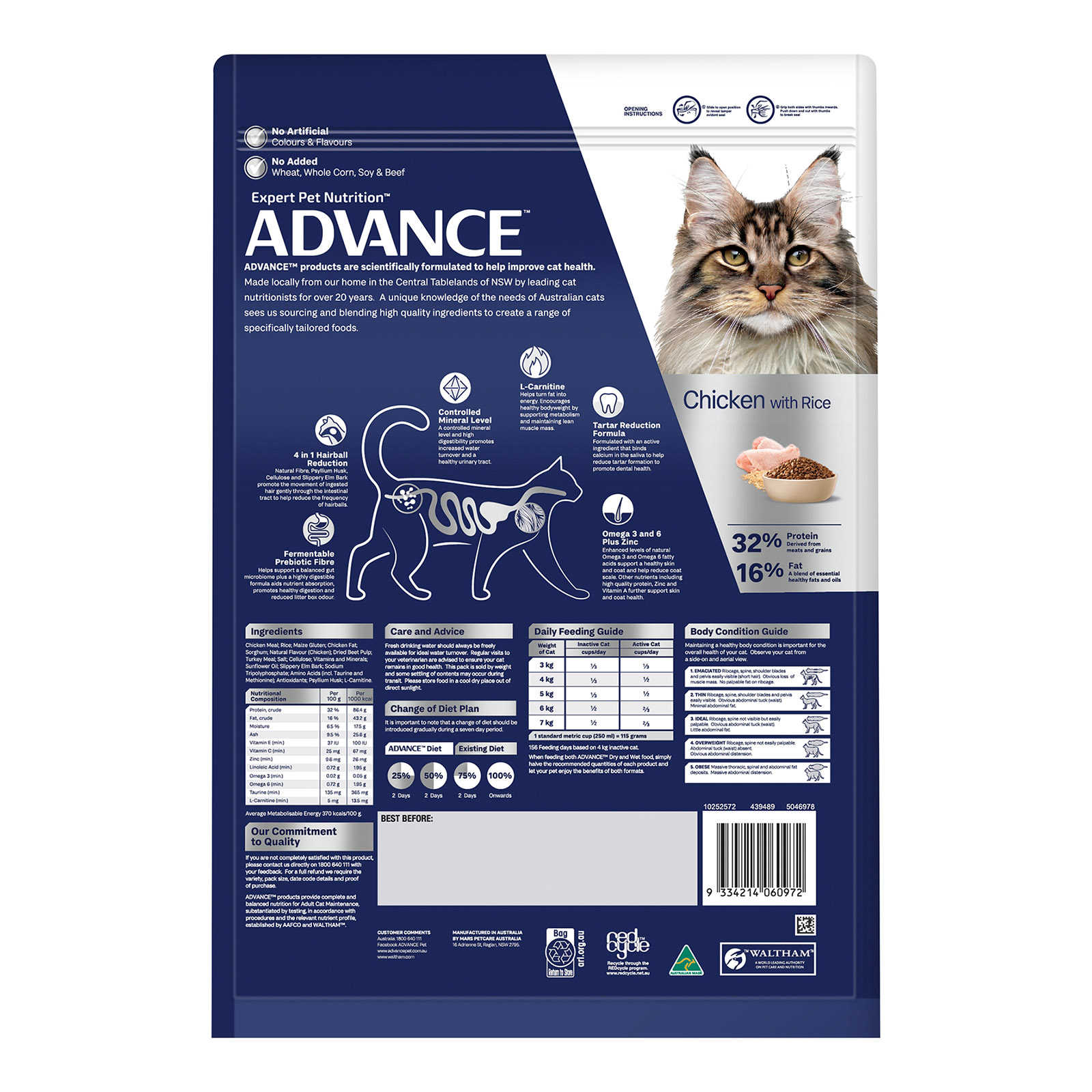 Advance Indoor Chicken With Rice Adult Dry Cat Food 6kg - $70.99