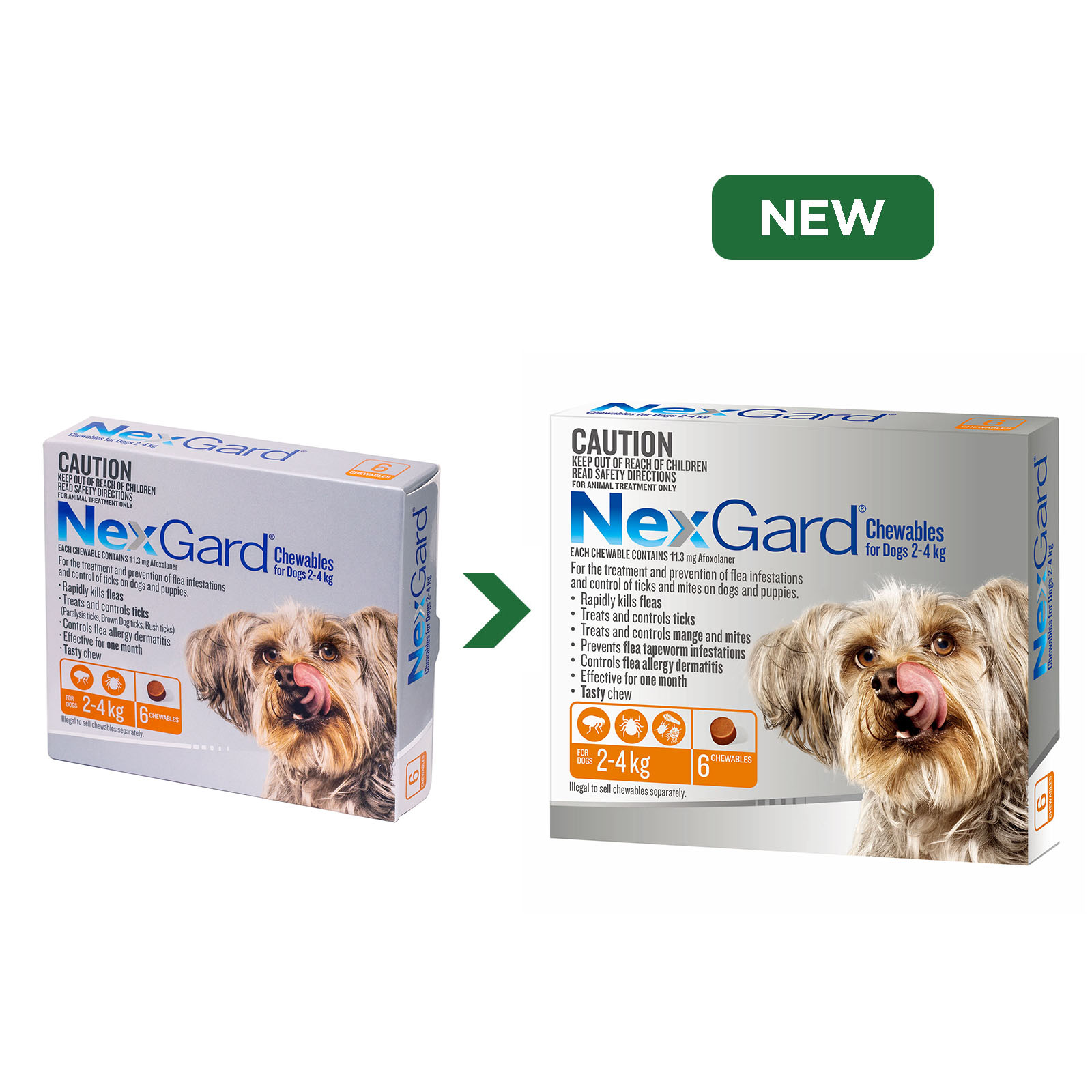 NexGard For Dogs Orange Very Small 2.0 4kg 6 Pack 82.99