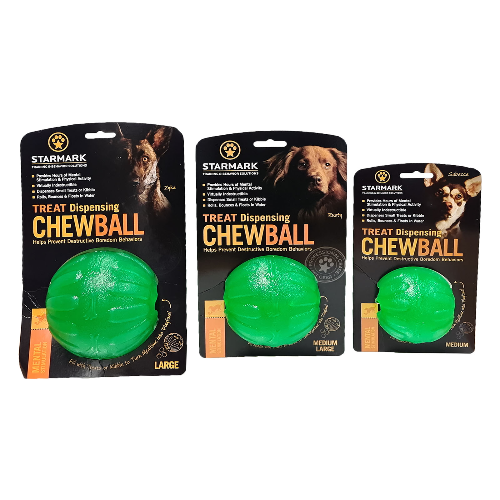 Starmark Treat Dispensing Chew Ball Dog Toy, Medium