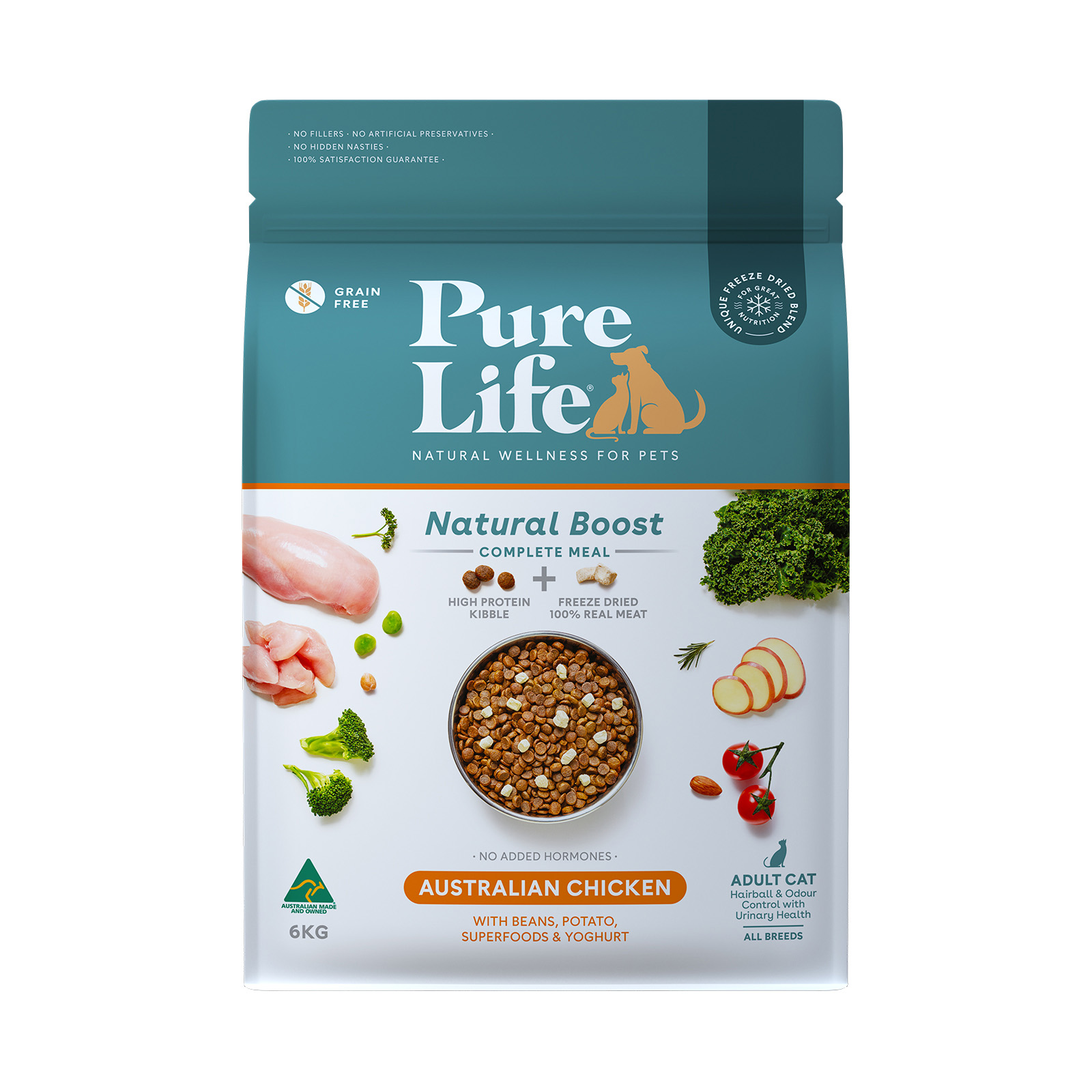 Pure Life Natural Boost Chicken Grain Free Freeze Dried Adult Cat