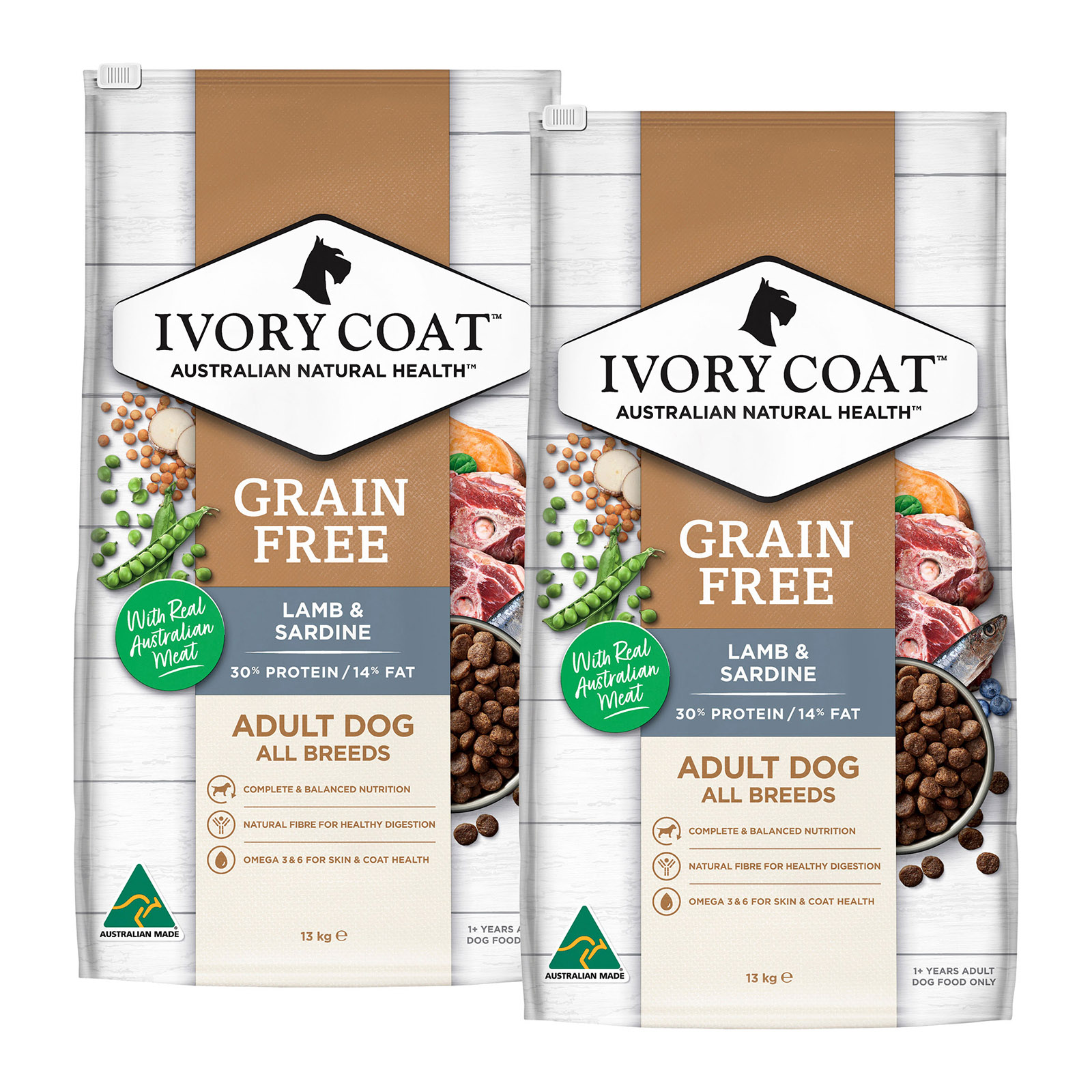 Ivory Coat Grain Free Lamb And Sardine Adult Dry Dog Food 26kg