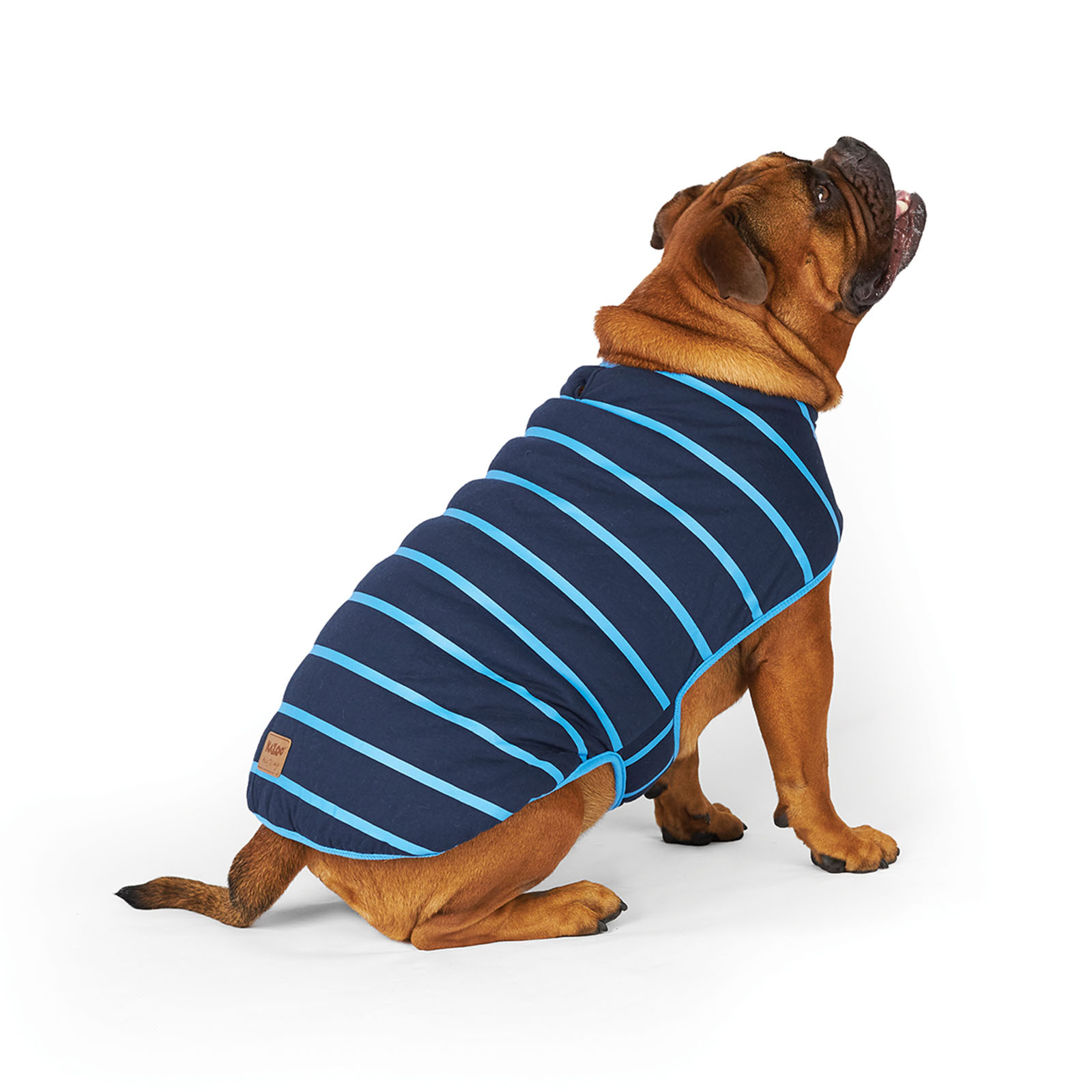 Kazoo Blue Stripe Reversible Snuggie Winter Dog Coat Medium 46.5cm 29.48