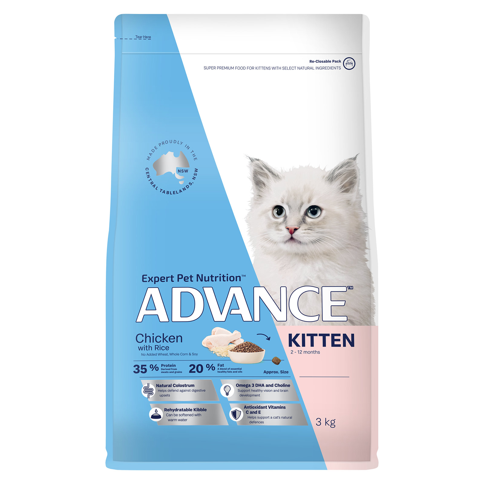 Advance Chicken With Rice Kitten 2 12 Months Dry Cat Food 3kg 44.99