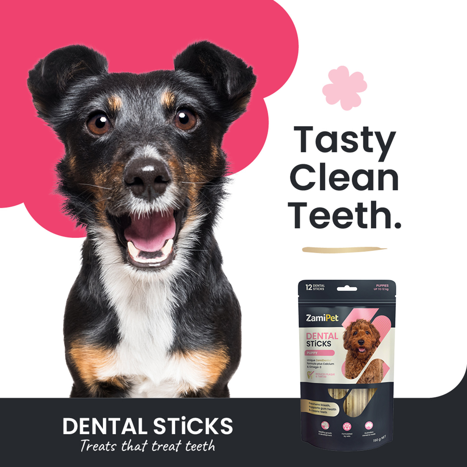 ZamiPet Dental Sticks Puppy Treats For Dogs Up To 12kg 12 Sticks 190gm 15.95