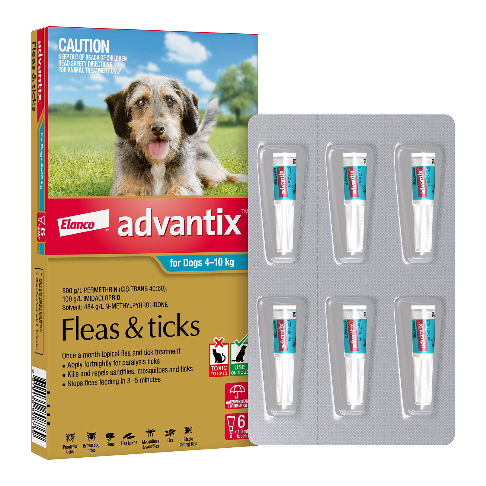 Advantix For Dogs Medium 4 10kg 6 Pack 80.24