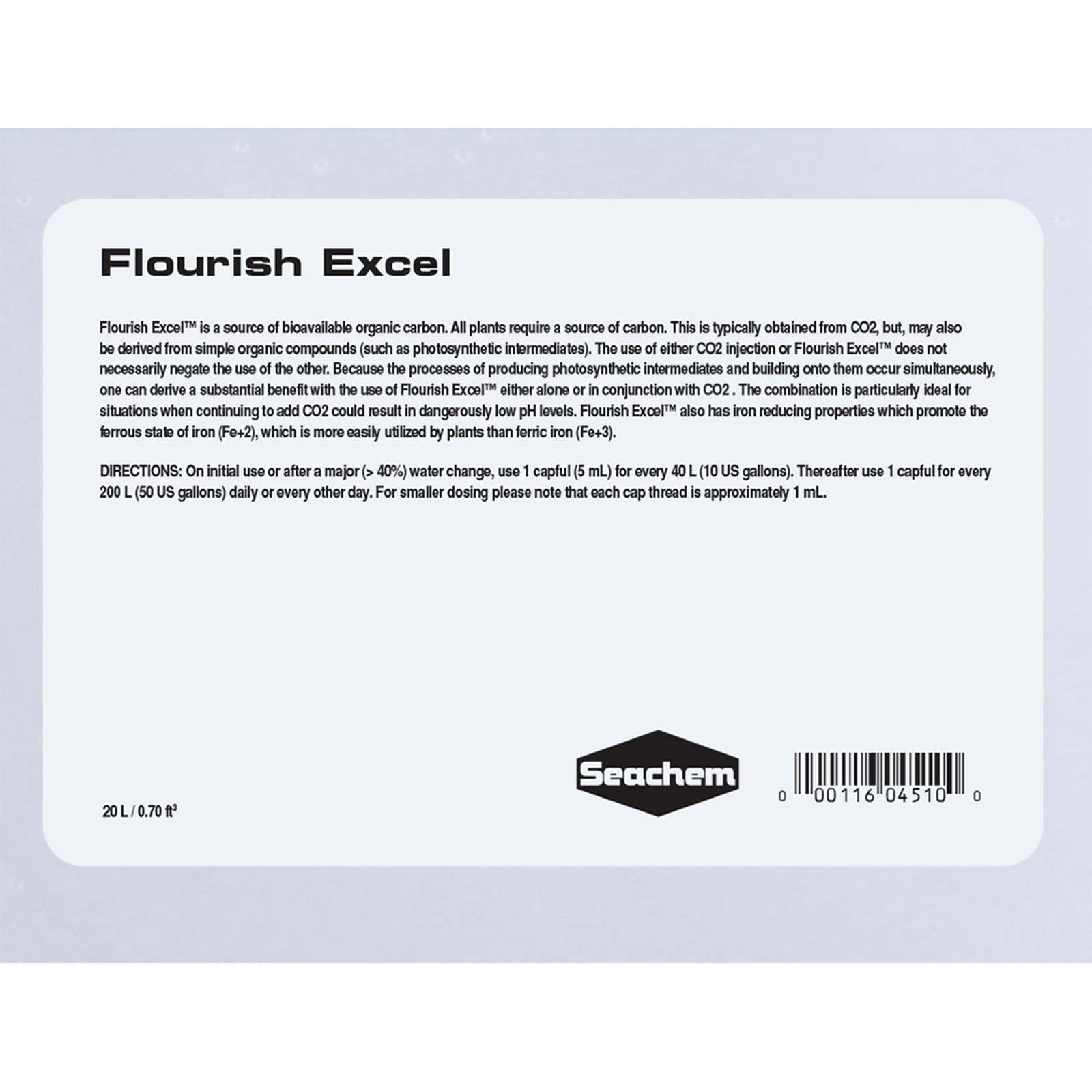 Seachem Flourish Excel 250ml : carbone liquide 