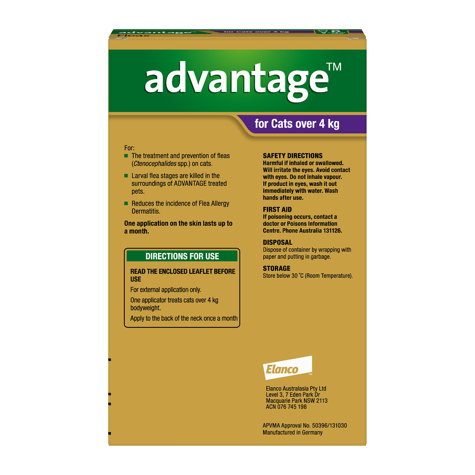 Advantage flea treatment for cats best sale over 4kg