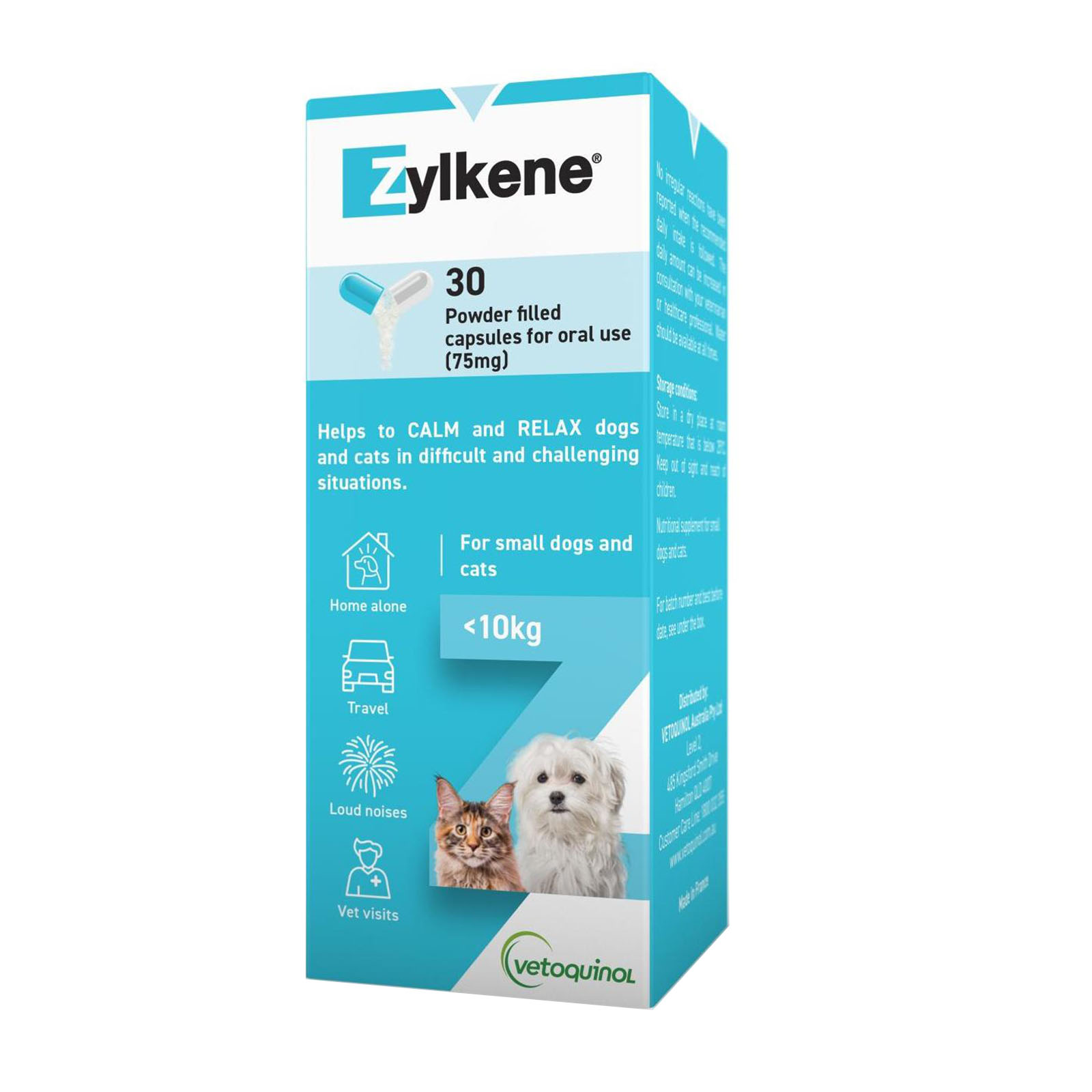 Zylkene Calming Nutritional Supplement For Small Dogs And Cats 75mg x ...