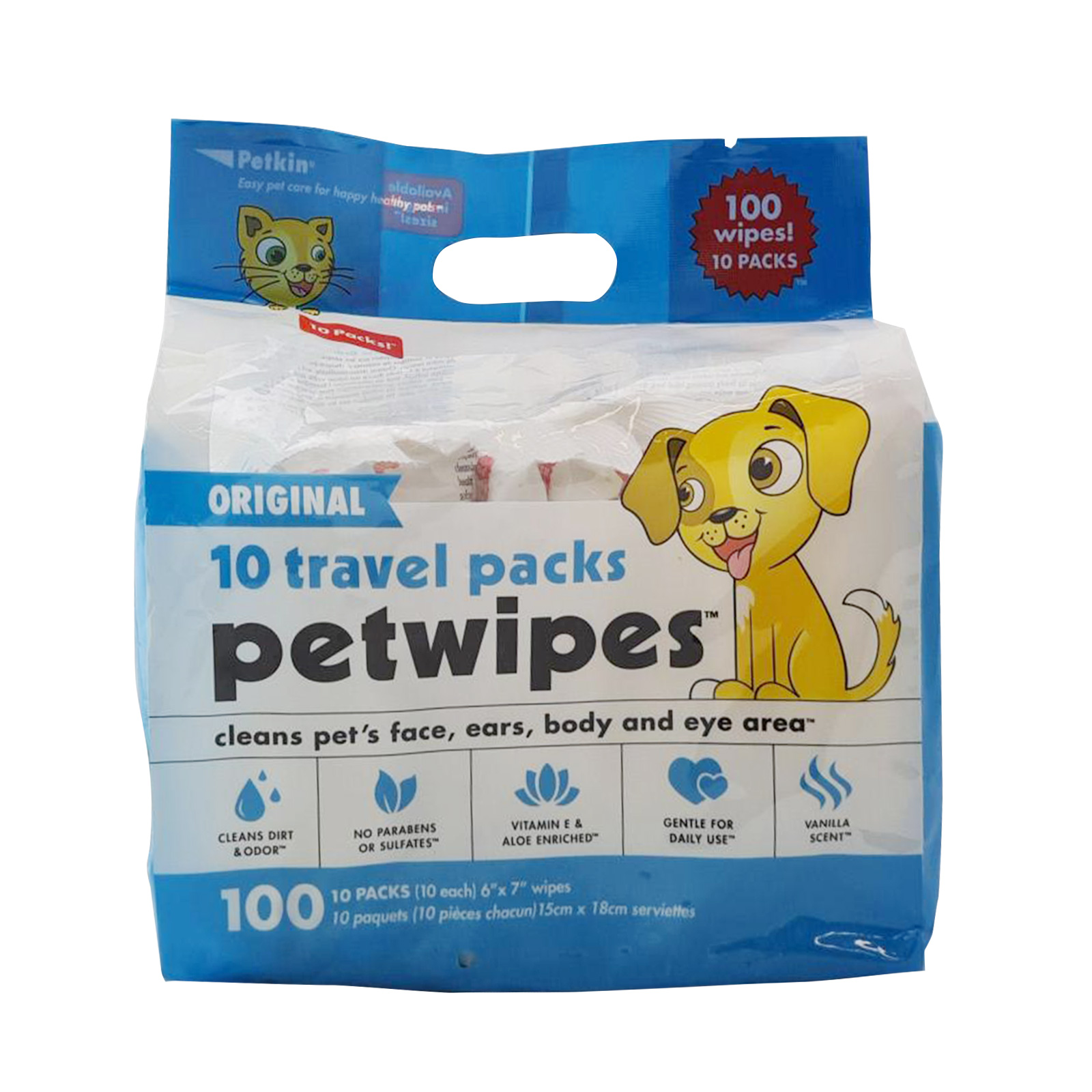 Petkin Original Travel Pack Pet Wipes 100pk 19.99