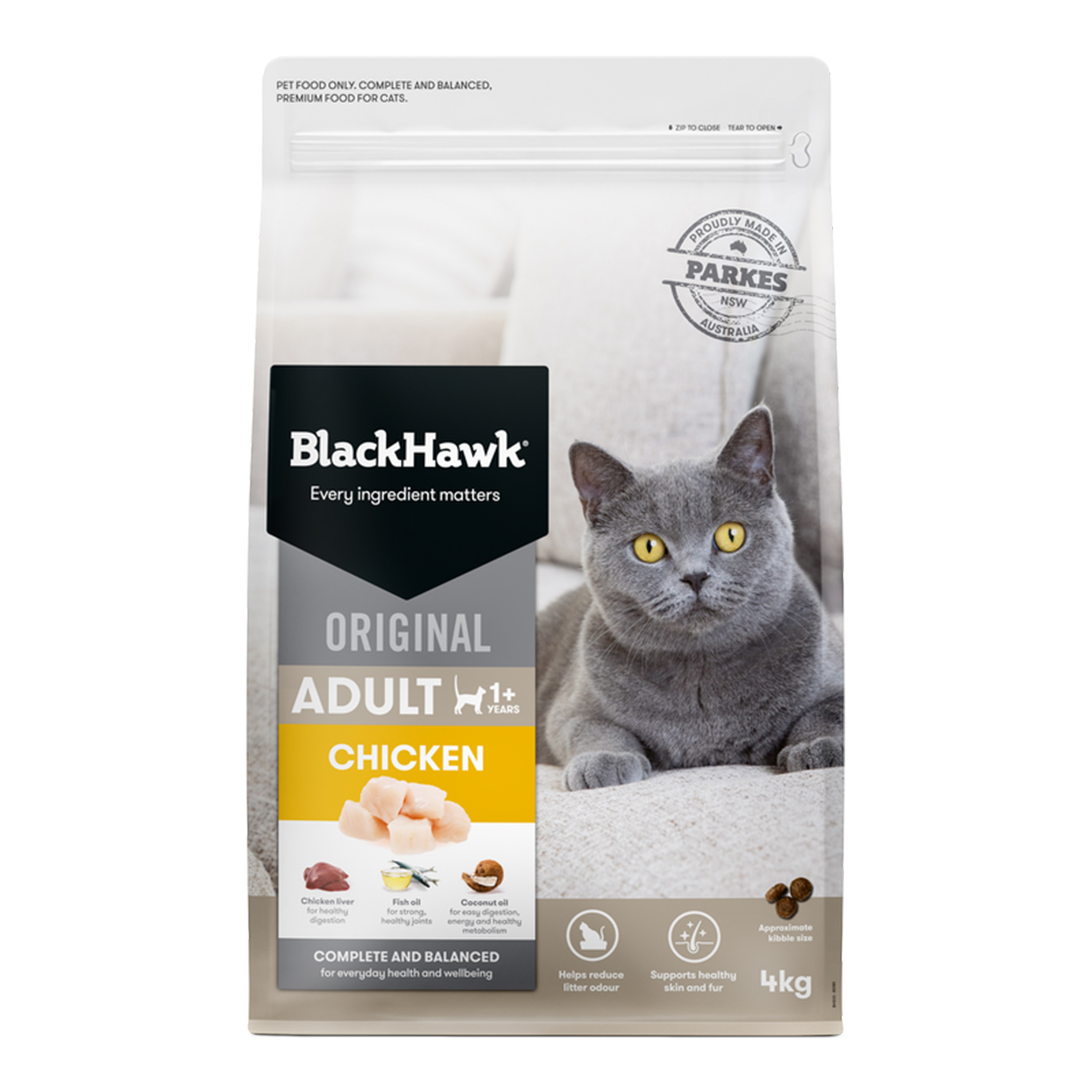 Black Hawk Original Chicken Adult Dry Cat Food 4kg - $68.99