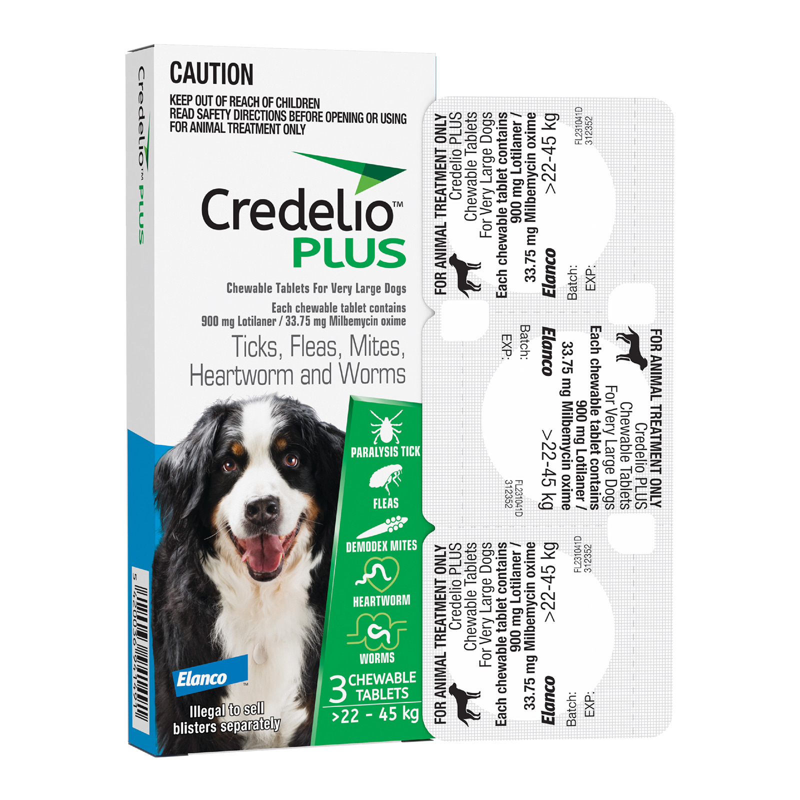 Credelio Plus For XLarge Dogs 22 45kg Blue 3 Pack 64.99